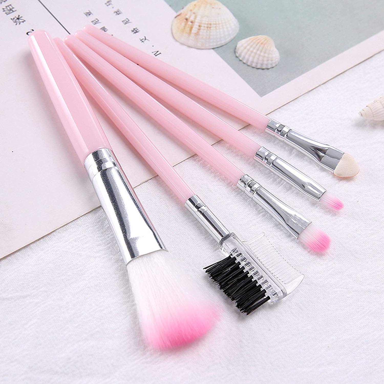 Makeup Brushes Makeup Brush Set Premium Synthetic Foundation Brush Blending Face Powder Blush Concealers Eye Shadows Make Up Brushes Kit+Eyebrow Stencil Card (pink)