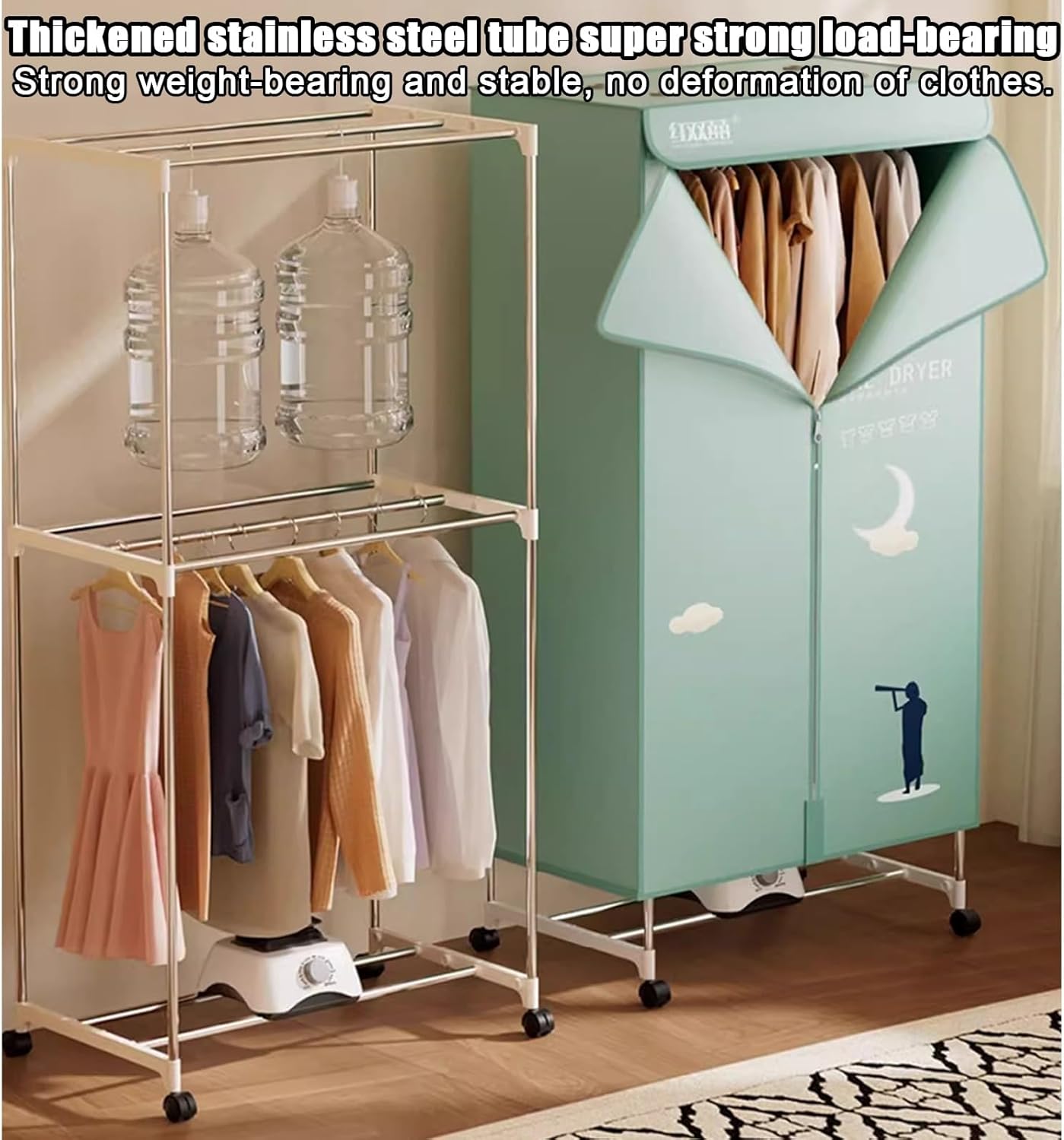 Portable Dryer, Clothes Dryer, 1000 Watt Electric Dryer, Stackable Double Drying Racks for Apartments, Rvs, Laundry Rooms -(1000W)