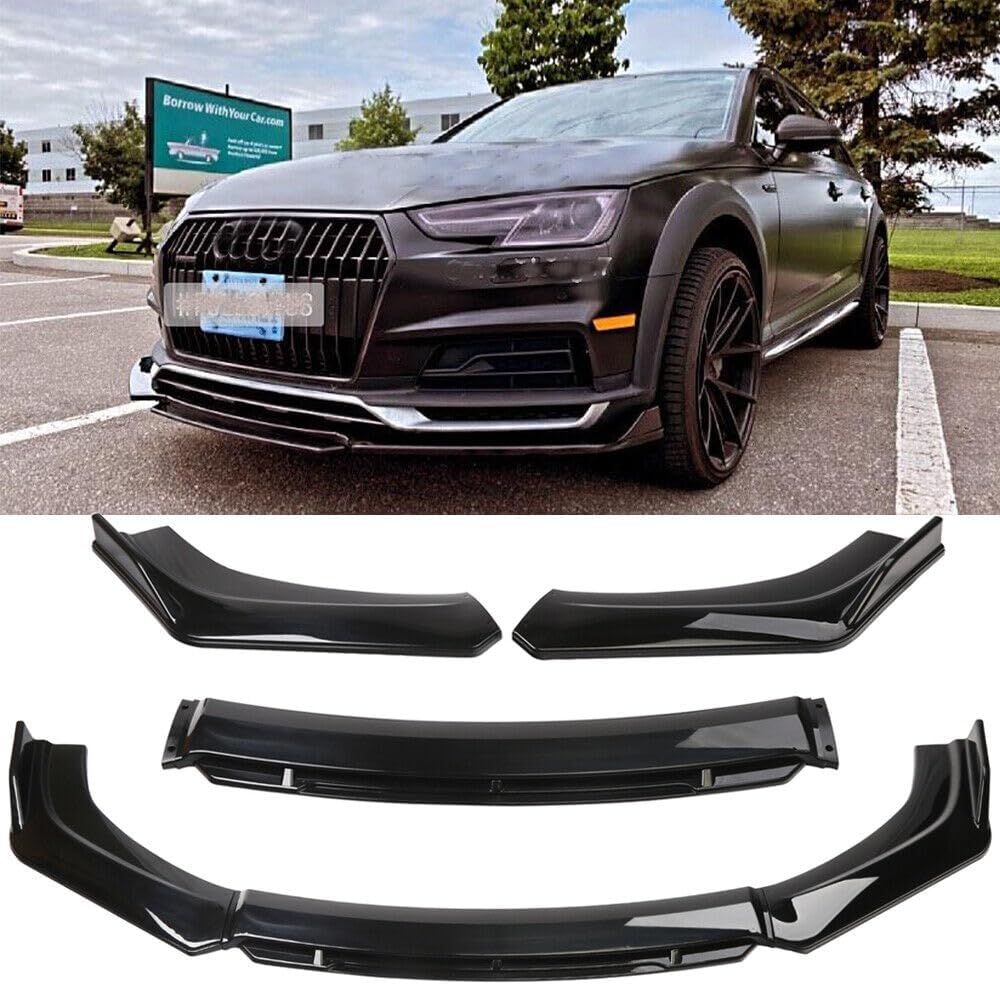 Car Universal Adjustable Front Bumper Lip Chin Spoiler Splitter 4PCS Diffuser Protector Compatible with Honda Civic Accord Volkswagen MK5 MK6 Toyota Hyundai Kona Volkswagen MK5 MK6 Mazda