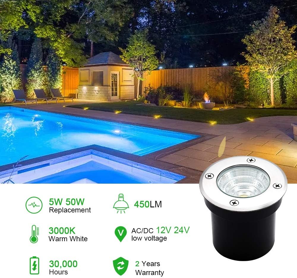 Chеареѕt 🛒 Well Lights Landscape Lighting, Low Voltage Outdoor In Ground Landscape Lights, 5W 12V-24V Waterproof Warm White 3000K Deck Light for Garden, Pathway, Driveway, 8-Pack(Wire Connectors Included) Buу 1 gеt 1 Well Lights Landscape Lighting, Low Voltage Outdoor In Ground Landscape Lights, 5W 12V-24V Waterproof Warm White 3000K Deck Light for Garden, Pathway, Driveway, 8-Pack(Wire Connectors Included)