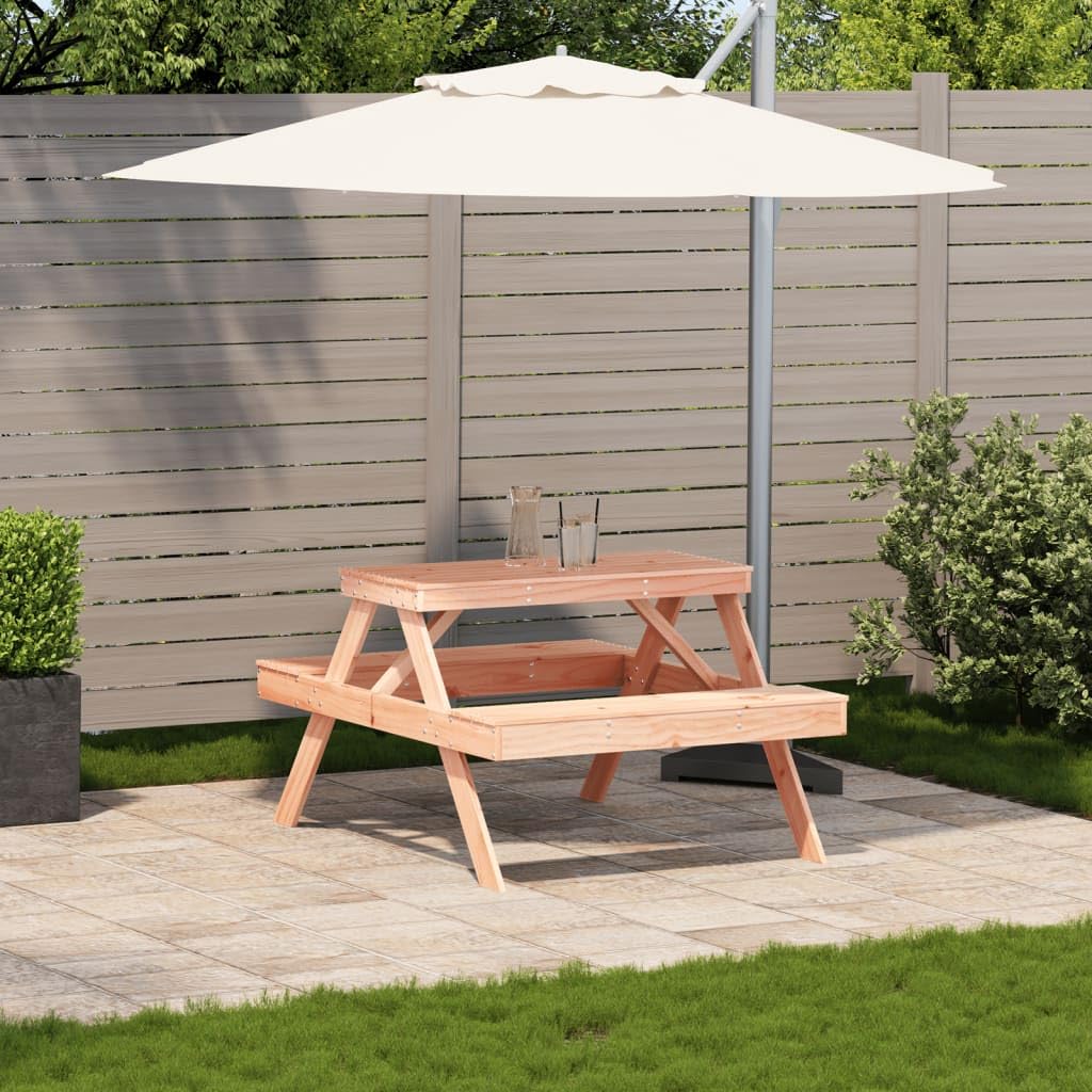 Mesa de picnic de madera maciza Douglas 105 x 134 x 75 cm, mesa de jardín y mesa de patio para balcón, patio, patio, patio, exterior, resistente para comer y asar