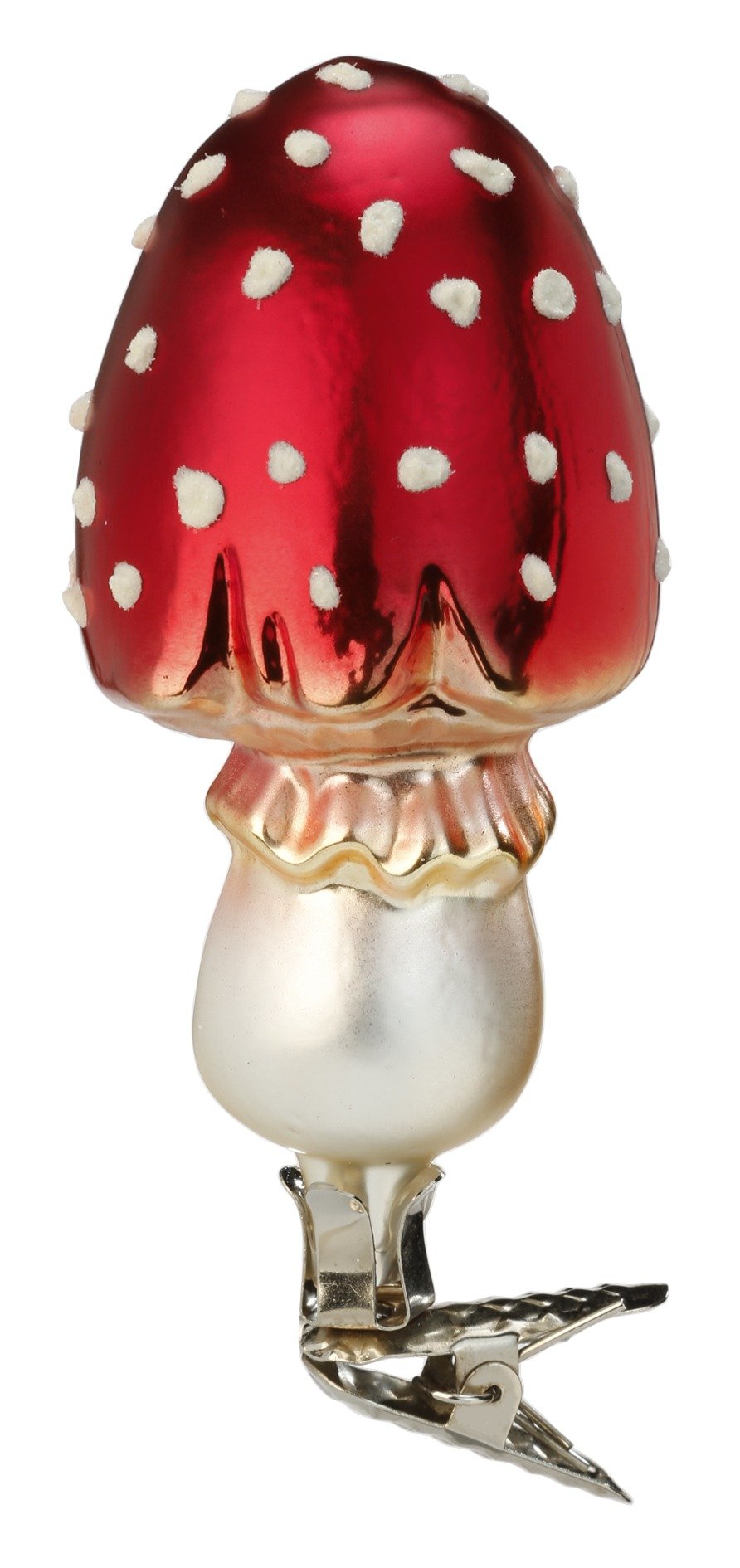 Champignon toxique christbaumanhänger en verre soufflé peint à la main