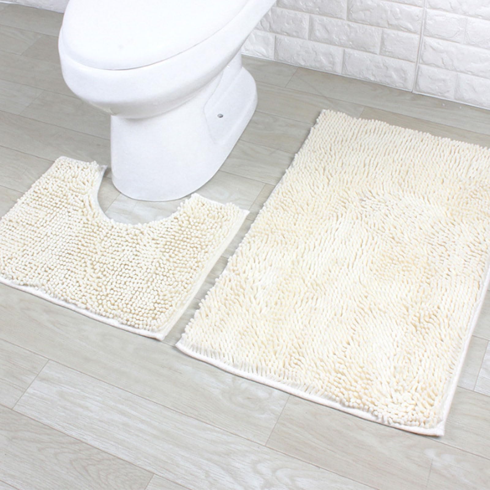 Tappeti da Bagno Tappetini da Bagno in ciniglia Set 2 Tappetini da Bagno Antiscivolo Super assorbenti Tappeti a Forma Decorazione Lavabile in Lavatrice Morbido e Assorbente