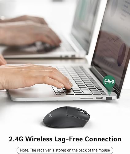 Miniatura 3 de acer Mouse inalámbrico, mouse de computadora de 1200 DPI para computadora portátil con receptor USB A de 2.4 GHz, 5 botones compatibles con Windows,