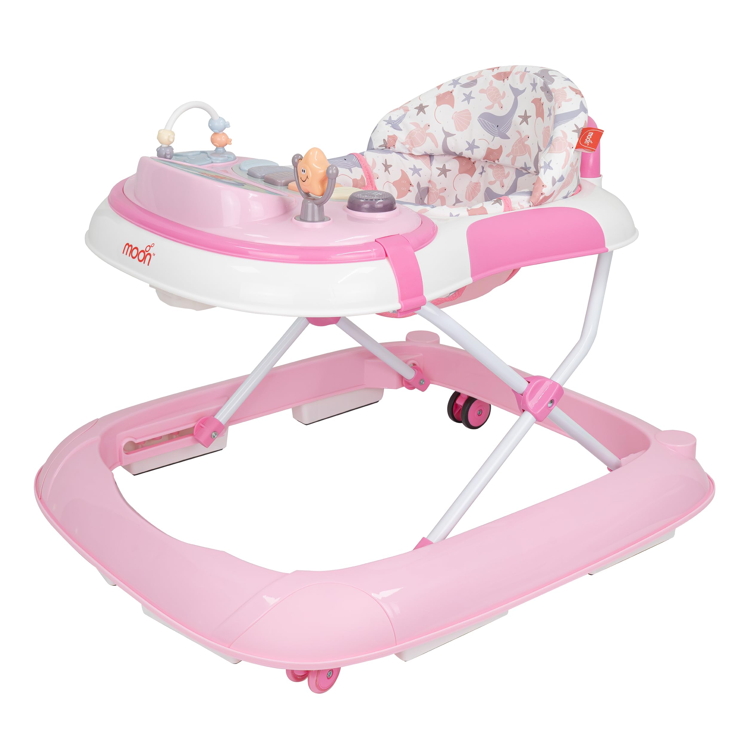 The Moon Brand Pace Height Adjustable Baby/Child Walker With Music And Toys Play Tray-(From 6 Months To 18 Months)-Pink