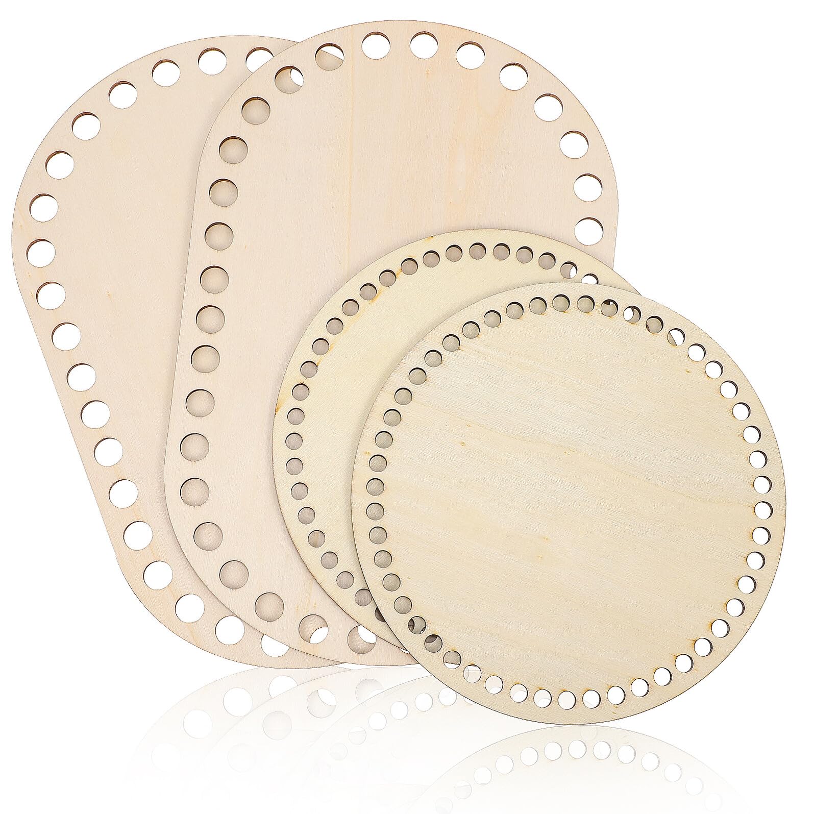 Holzkorbböden Farbecht und Leicht zu Reinigen 4 Stück zum Häkeln Oval und Rund für Häkelkörbe und Stricktaschen