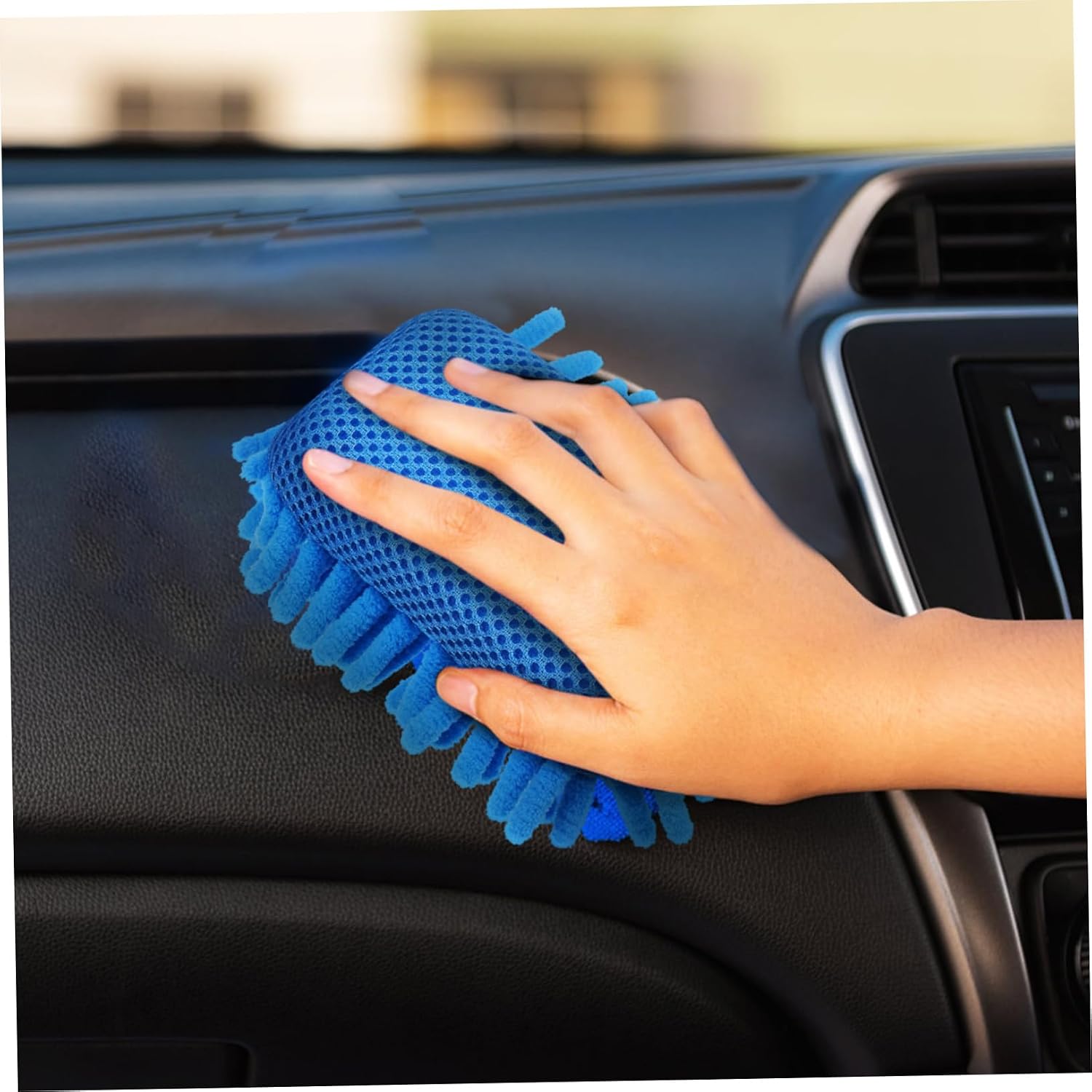Ipetboom 4pcs Cleaning Sponge Set with Double-Sided Design Chenille for Car