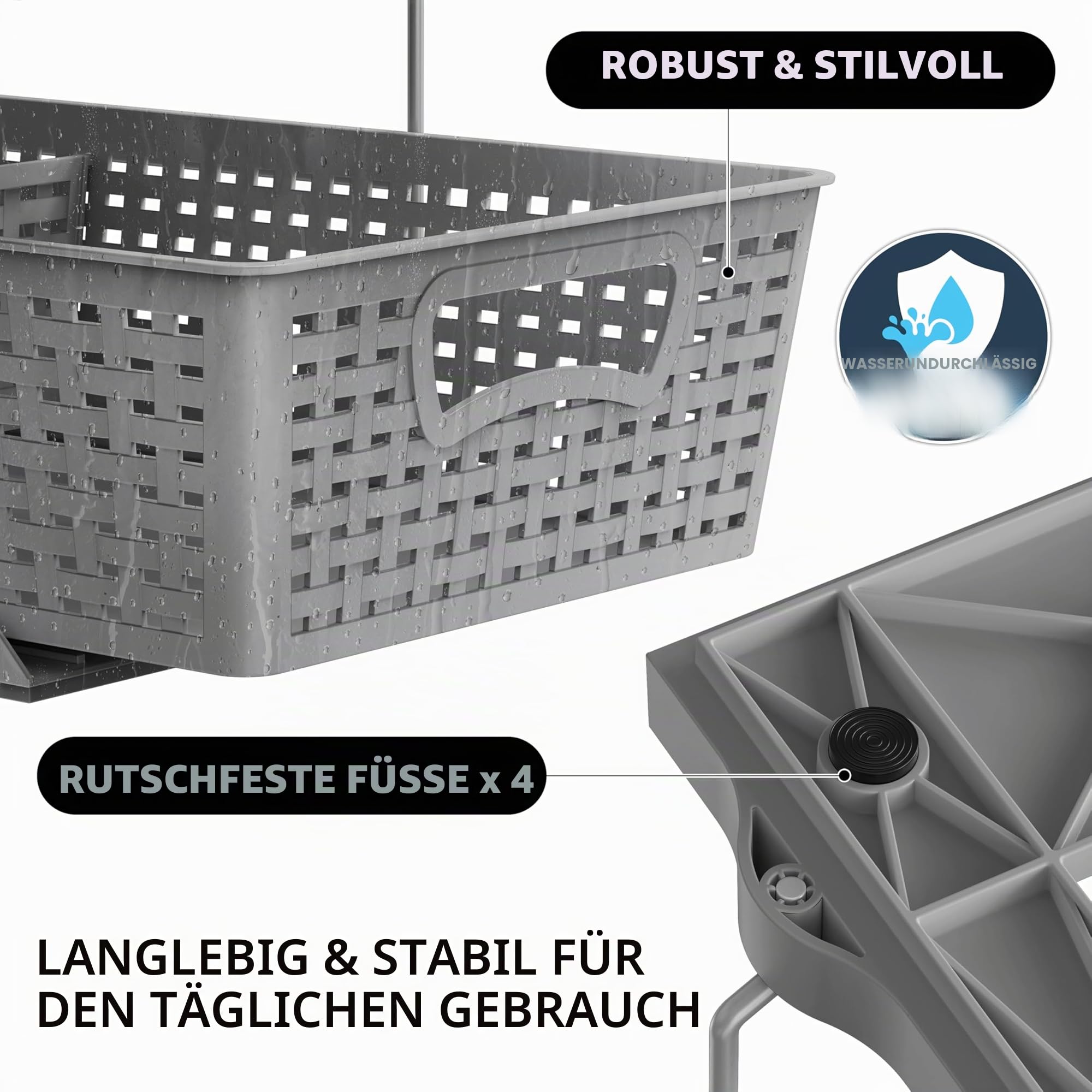 Simple Houseware 2-stöckiges Badezimmer-Organizer-Tablett, ausziehbare Schublade/Aufbewahrung unter der Spüle, Grau