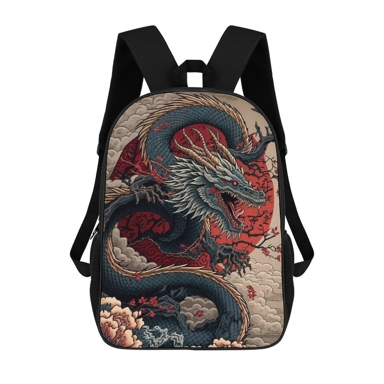 Tnfhsoft Unisex Kids Dragon-3 Kids School Backpack 3D Printed Dragon Backpack Rucksack Sports Backpacks For Boys And Girls Fashion Knapsack 17Inch