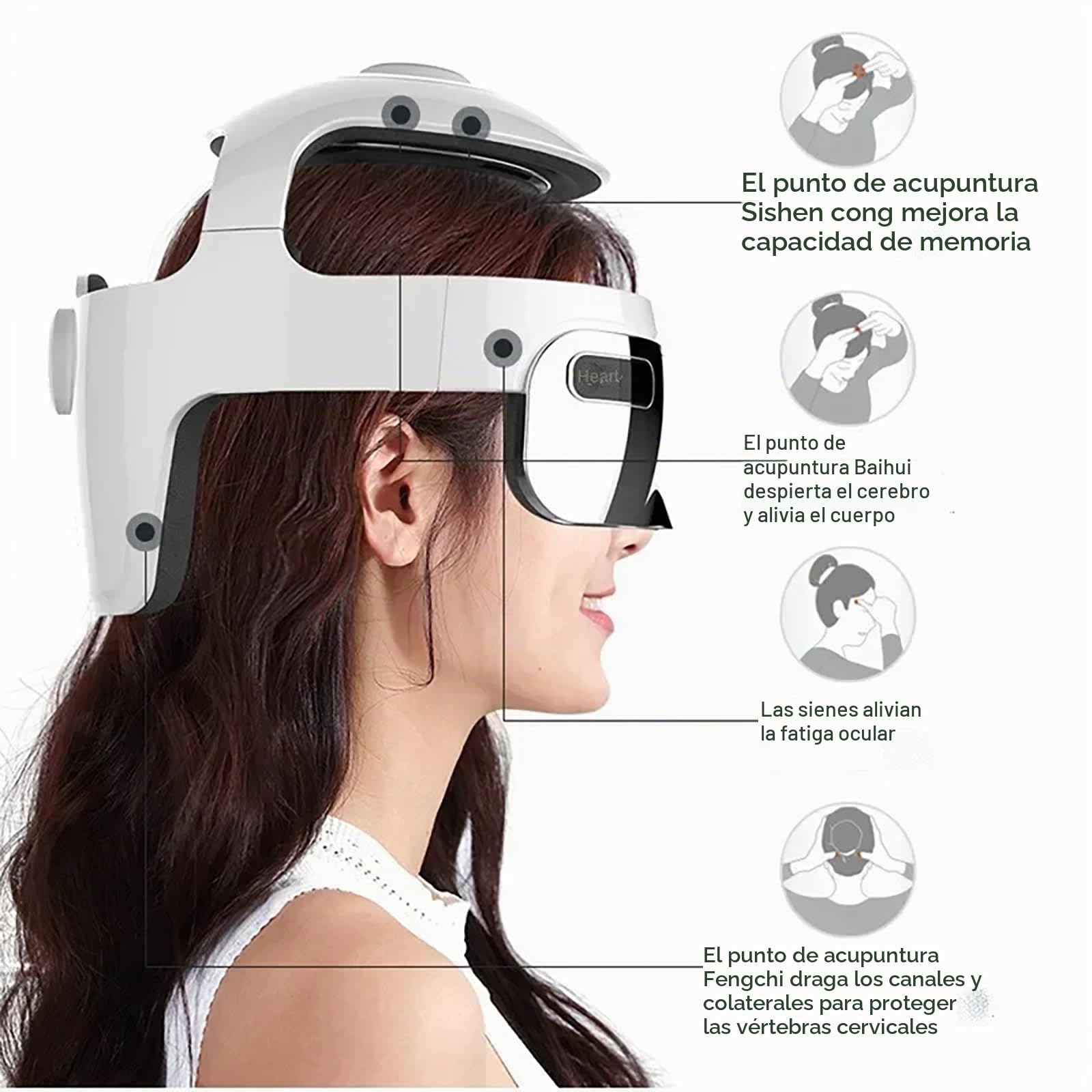 Masajeador inalámbrico Integrado para Cabeza y Ojos, Casco de Masaje para Ojos y Cuello con Calor, amasamiento, compresión de Aire,Alivio del estrés y sueño Profundo