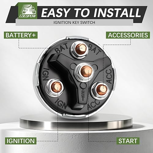 Miniatura 3 de LOCOPOW Interruptor de llave de encendido, interruptor de encendido universal de 4 posiciones, 12 V, apto para automóvil, carretilla elevadora,