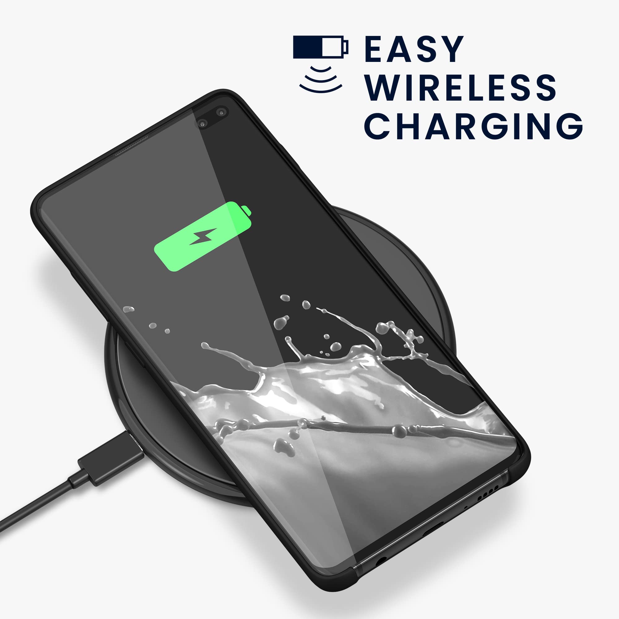 kwmobile Case for Samsung Galaxy S10 Plus / S10+ Case - Soft Cover - Shockproof Silicone - Wireless Charging Black Matte — view 5