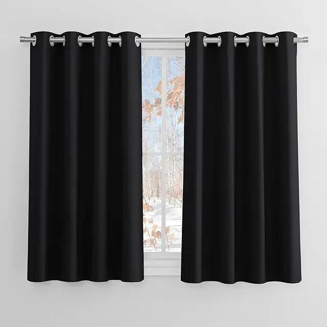PONY DANCE Black Thermal Blackout Curtains - Isolerande Gardiner för Ljuddämpning