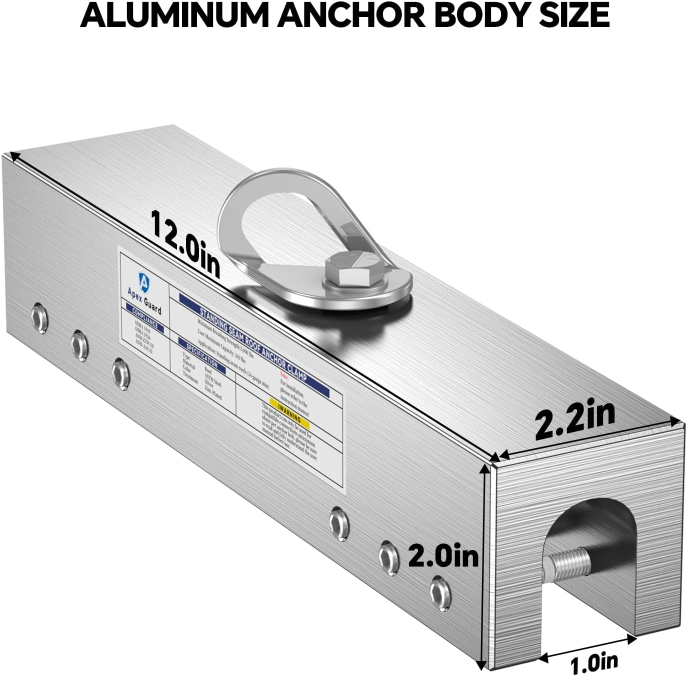 Standing Seam Roof Anchor Clamp,Reusable Roofing Anchors Aluminum Alloy Fall Protection Safety Kits,OSHA/ANSI Compliant,The pointed end of the set screw is made of nylon