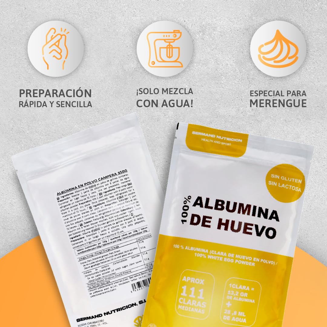 Eipulver aus Freilandeiern (350 g) | Albumin | Pasteurisiertes Eiweiß | Getrocknetes Eiweißpulver | Laktosefrei | Glutenfrei | Im wiederverschließbaren Beutel