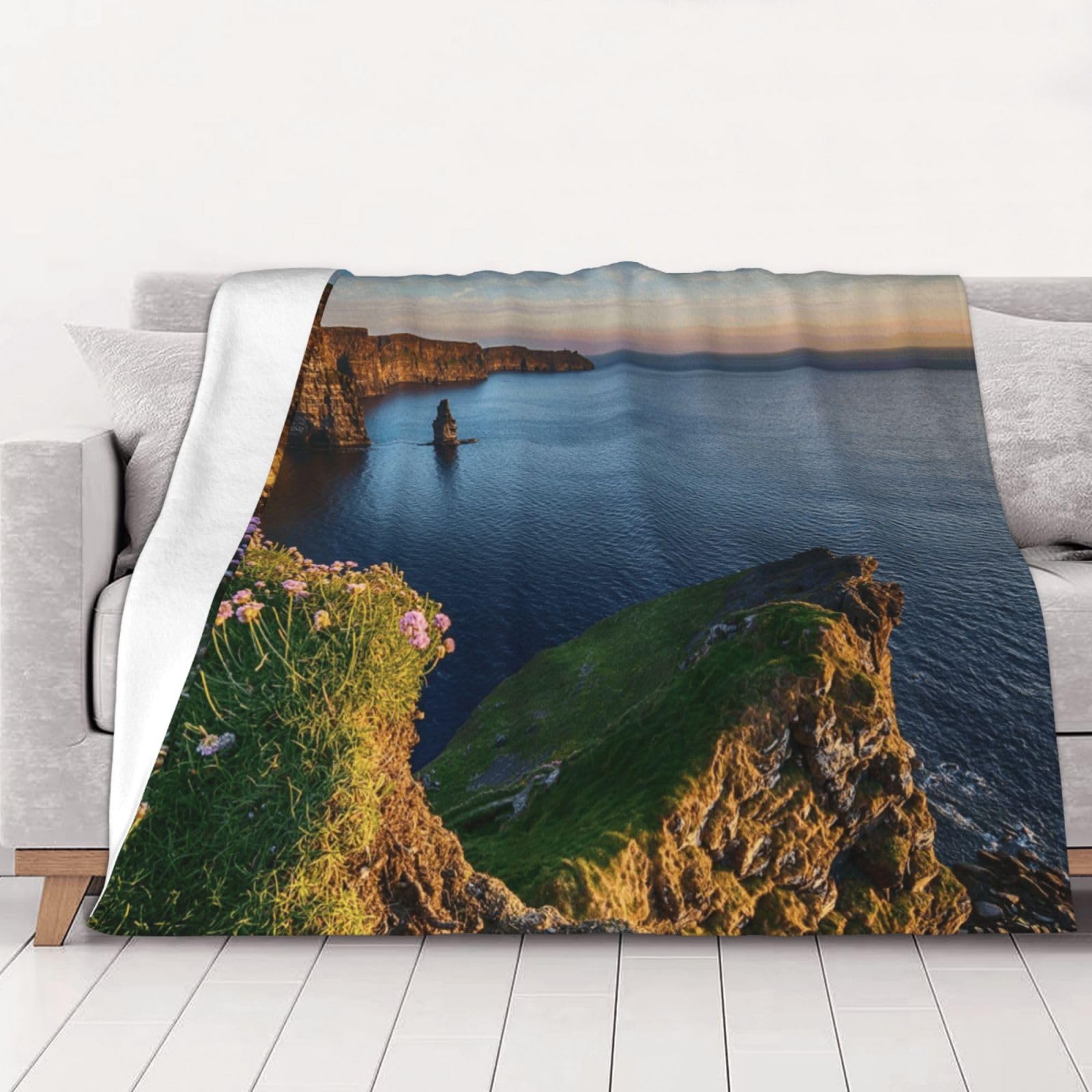 Couverture en flanelle pour canapé et voiture grand plaid de voyage 200x150cm motif falaise