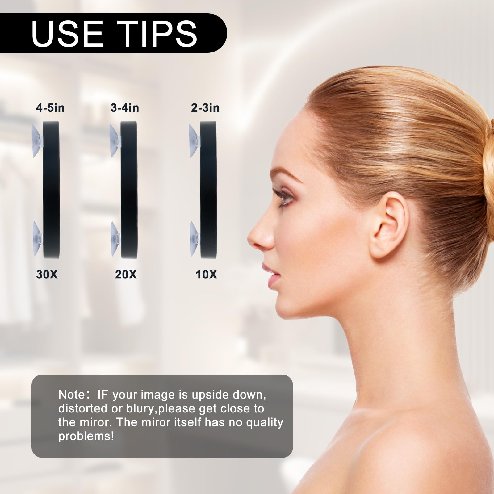 Specchio Da Trucco Con Ingrandimento 10x, Magnifier Con Ventose E Pinze In Acciaio Inox, Lente Di Ingrandimento Da Viaggio Per Trucco, Rasatura E Indossare Lenti A Contatto