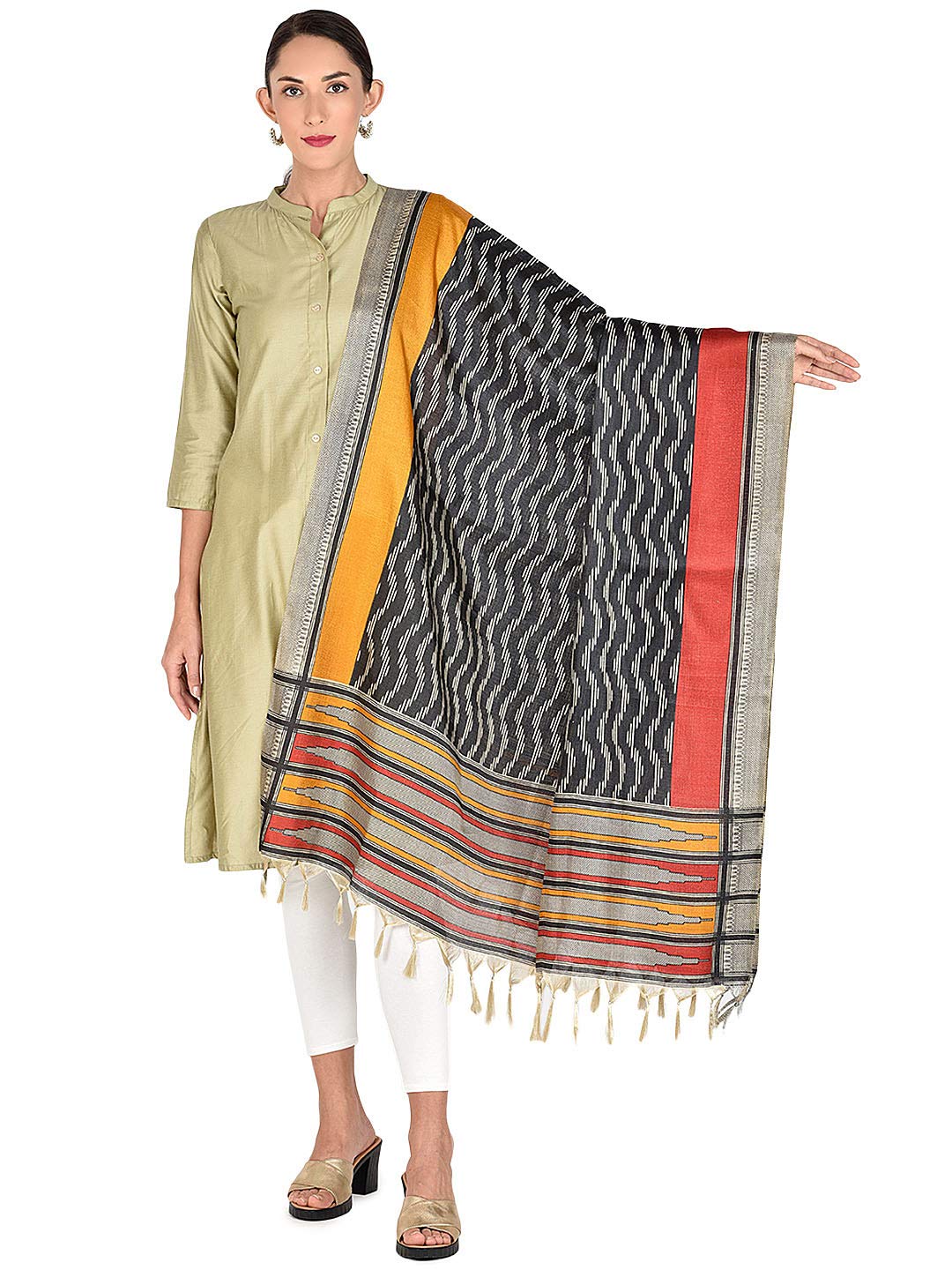 dupatta bazaar Woman's Printed Black & Multicoloured Art Silk Dupatta-picture-34