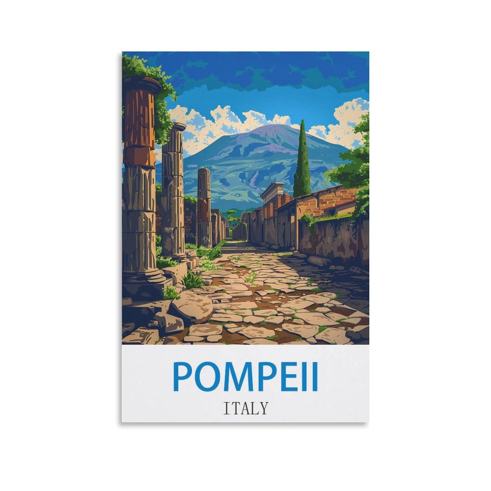 Fzyuen Unframe-Style Pompeii Italy Vintage Travel Poster 08X12inch(20X30cm) Canvas Wall Art Prints For Wall Decor Room Decor Bedroom Decor
