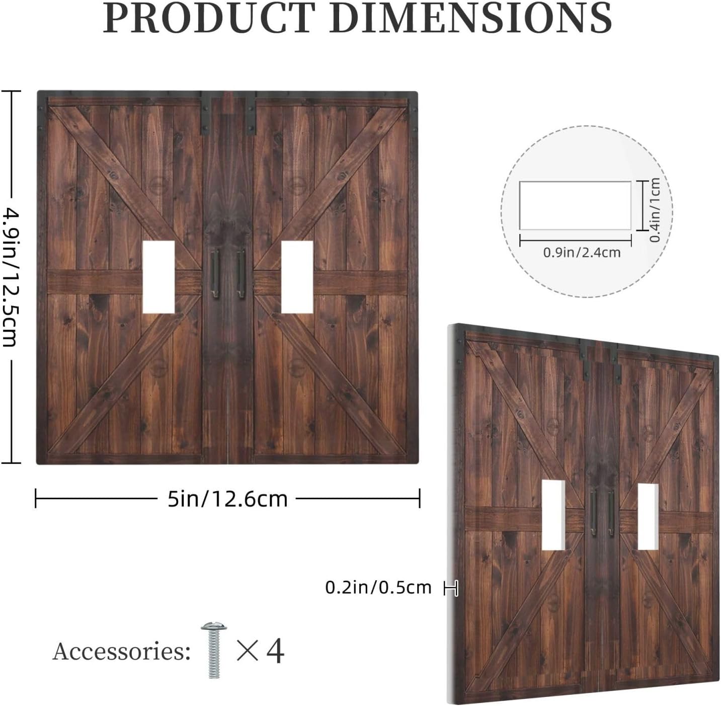 Decorative Outlet Covers Brown Country Barn Door Retro Wood Plank 2 Gang Wall Plate Double Toggle Light Switch Cover GFCI Receptacle Electrical Switchplate for Farmhouse Cabin Decor（2Pack）