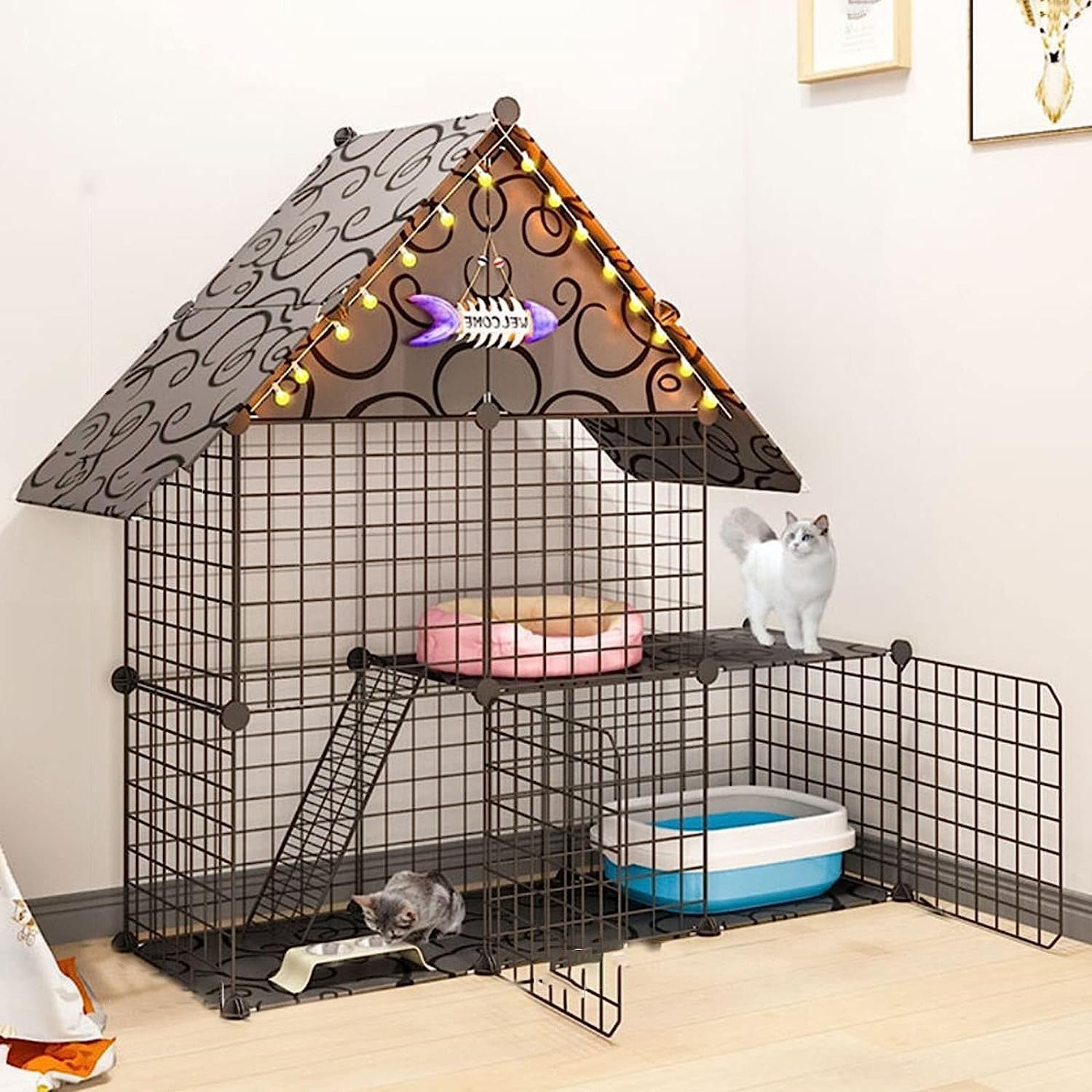Cage pour chat intérieure à 3 niveaux pour protéger vos meubles des griffures
