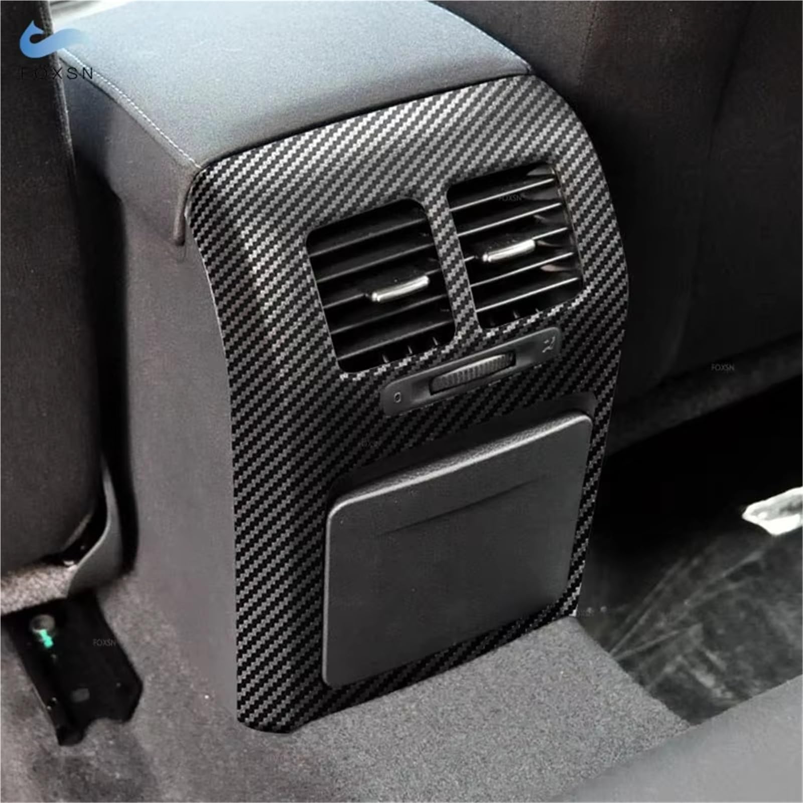 Adorno Salida De Aire Compatible Con MK6 2008-2013 Caja De Reposabrazos Control Central Coche Cubierta Salida Aire Acondicionado Trasero Accesorios Ajuste Grano Fibra Carbono
