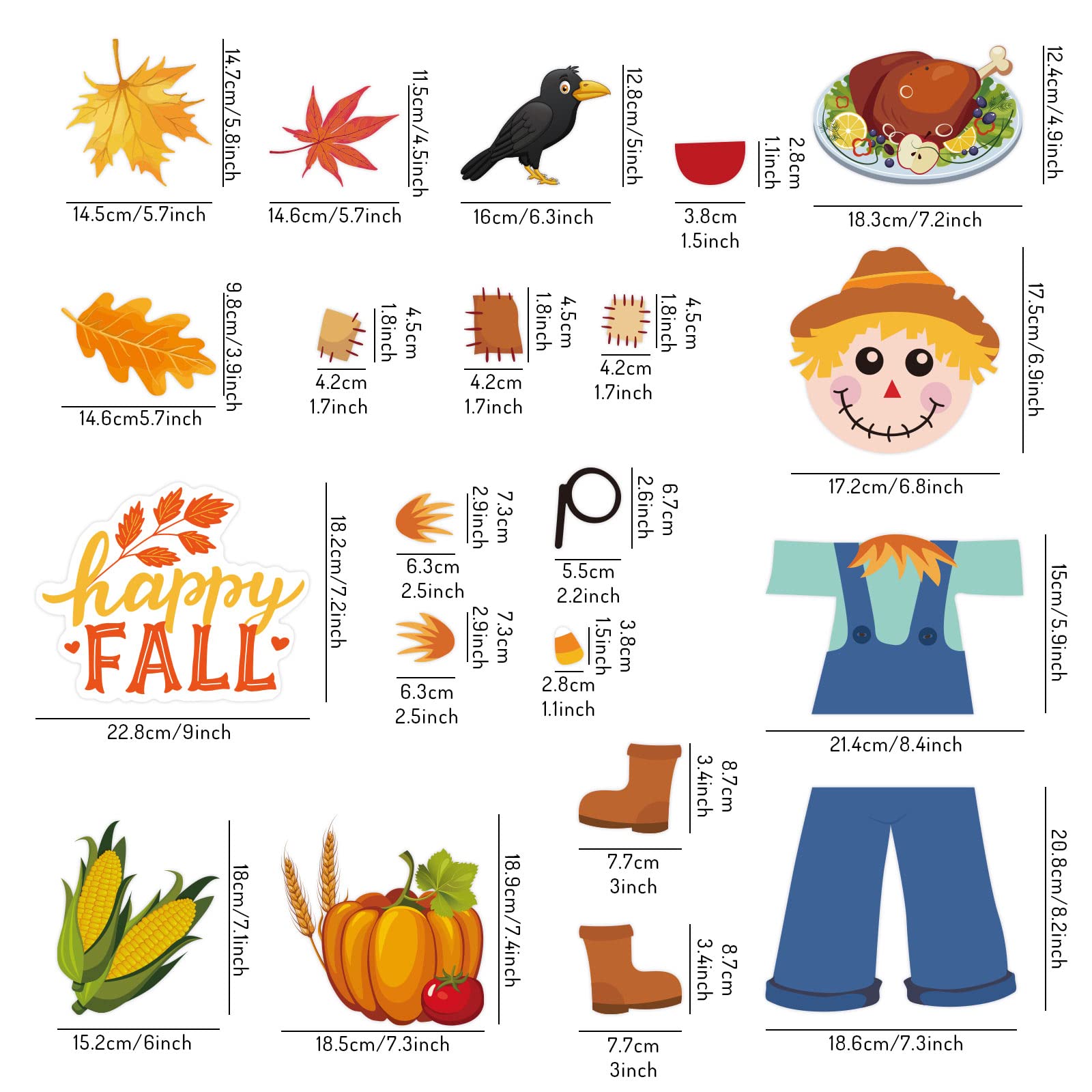 Amazon.com: Whaline 21Pcs Fall Thanksgiving Scarecrow Refrigerator