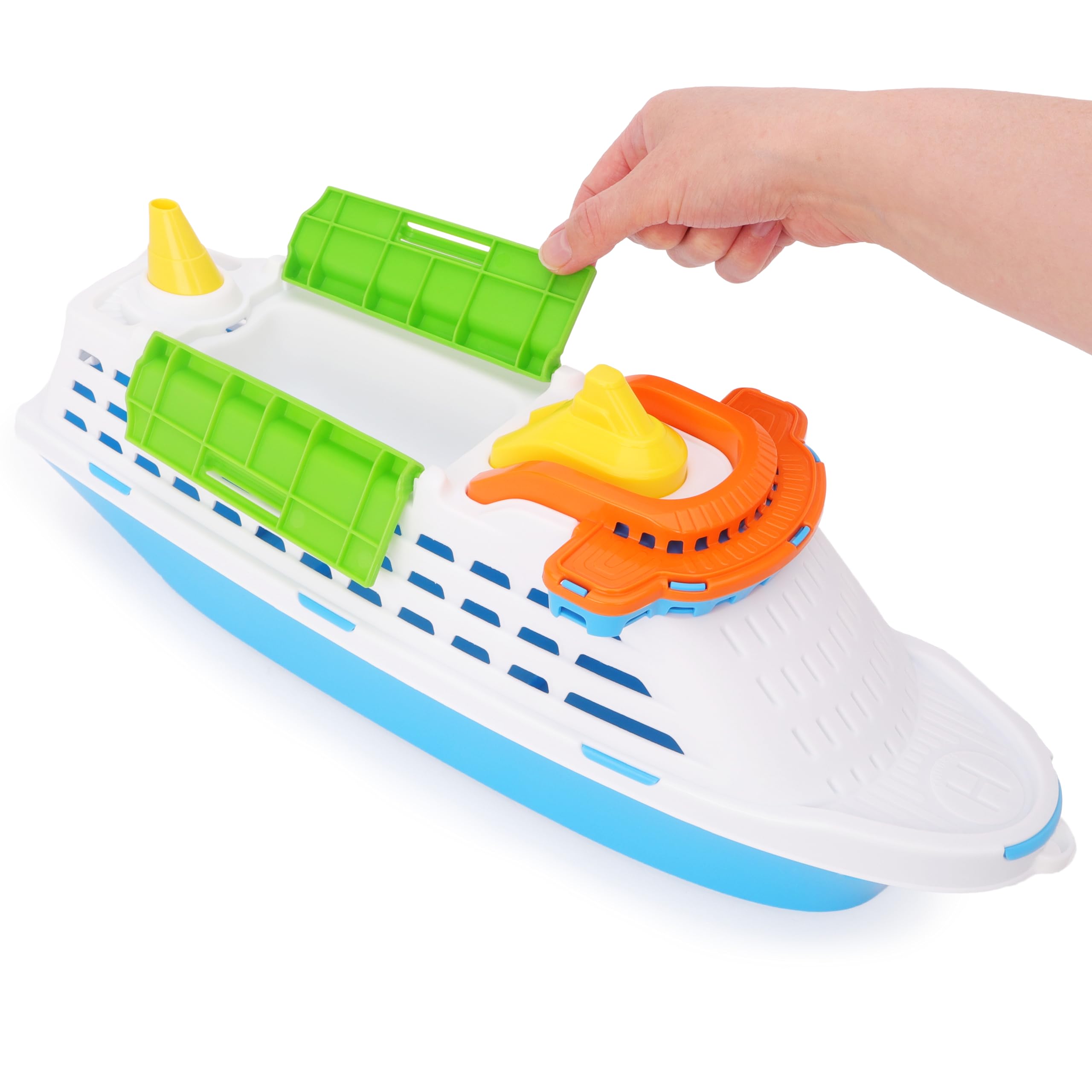 Toyland® 41cm (16") Nave da crociera colorata con porte e ruote mobili - Giocattolo acquatico galleggiante per bambini - Giochi da piscina e per il bagnetto - Dai 3 anni in su