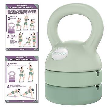 Polyfit Adjustable Kettlebell - 5 lbs, 8 lbs, 12 lbs Kettlebell Weights Set for Women - image, photos