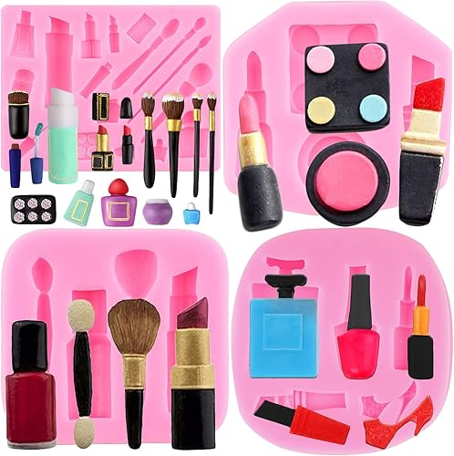 Miniatura 10 de ZiXiang Moldes de silicona con temática de maquillaje, moldes para fondant, para el día de San Valentín, beso labial, lápiz labial, perfume,