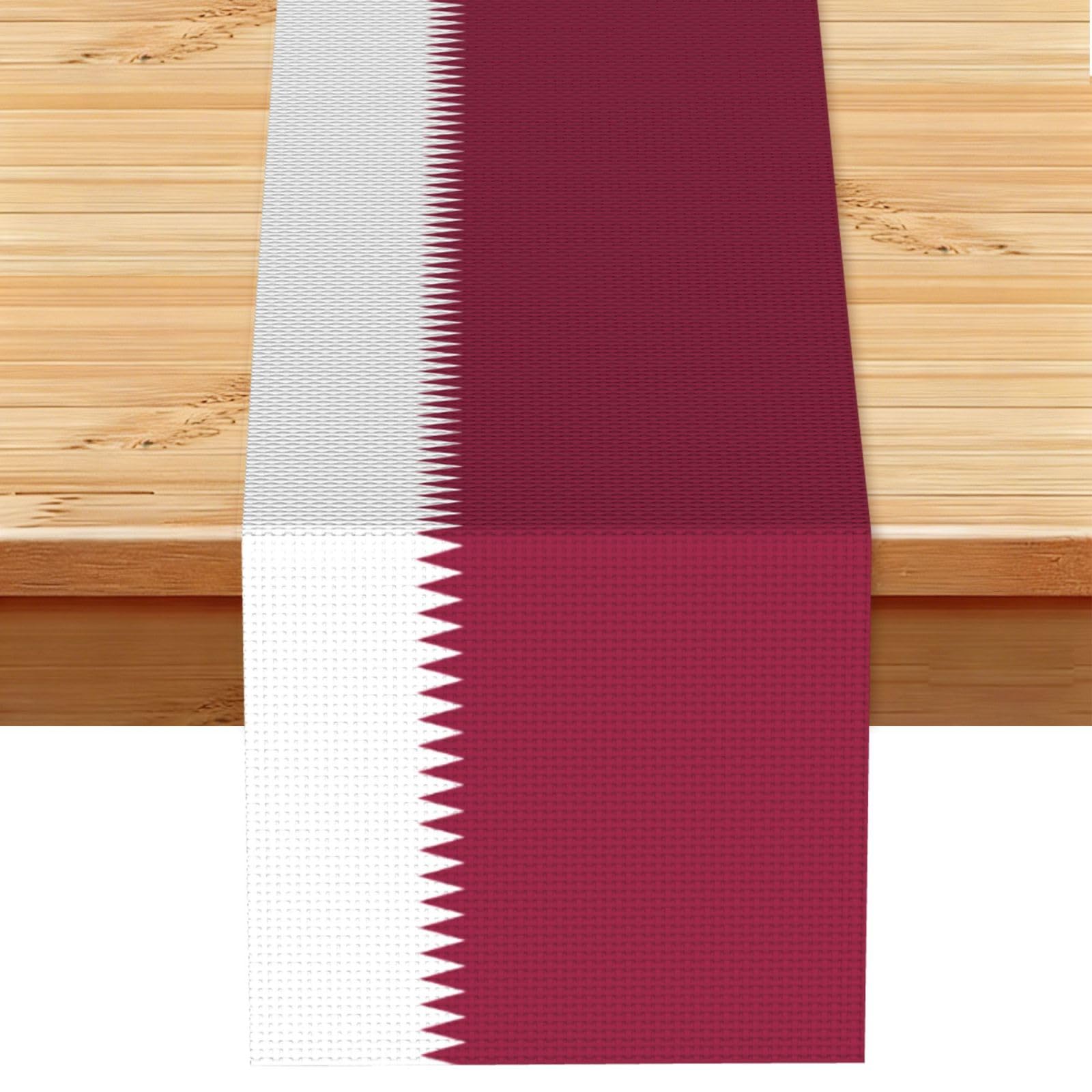 Qatar flag Linen Feel Table Runner Wedding Party Home Decoration