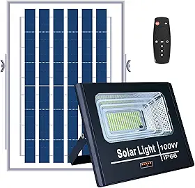 Refletor Led Placa Solar Luminária 100W Holofote Prova Dágua com Controle Remoto