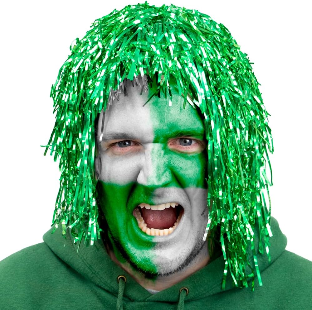 6-Pack Glam Tinsel Party Wigs Halloween Costume Accessory - Dress Up Theme Party Roleplay & Cosplay Headwear (Green): Clothing