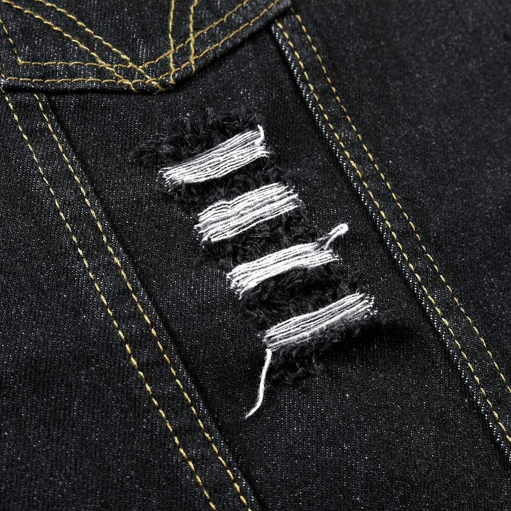 YOUTHUP Gilet per Uomo Vintage Strappato Gilet di Jeans da Uomo Fresco Senza Maniche Giacca Jeans Capispalla