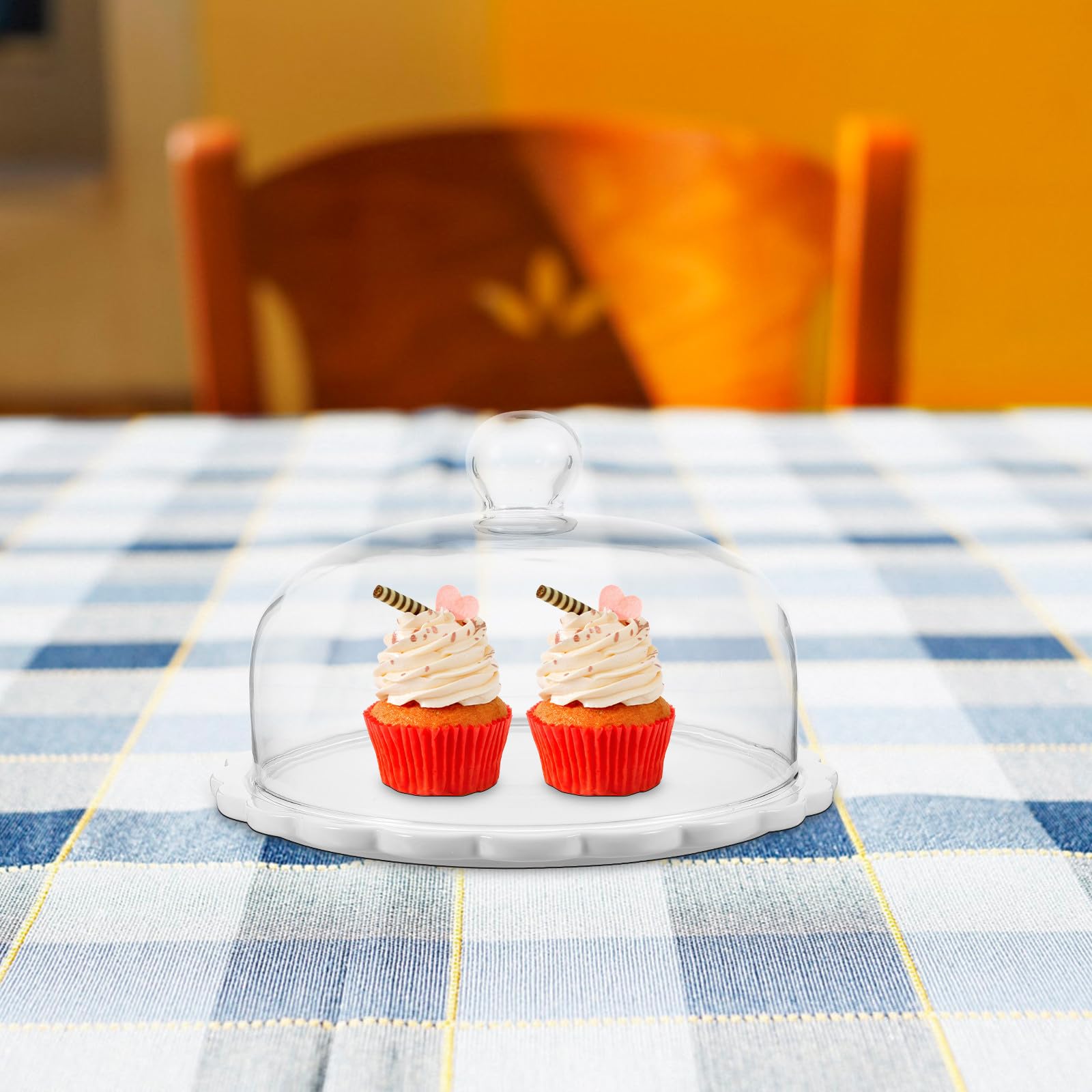 Alzata Trasparente Copertura per Ceramica Torte con in Vetro | Piatto Rotondo per Dessert, Design Delicato in Stile Nordico, Adatto a Cucina e Matrimoni