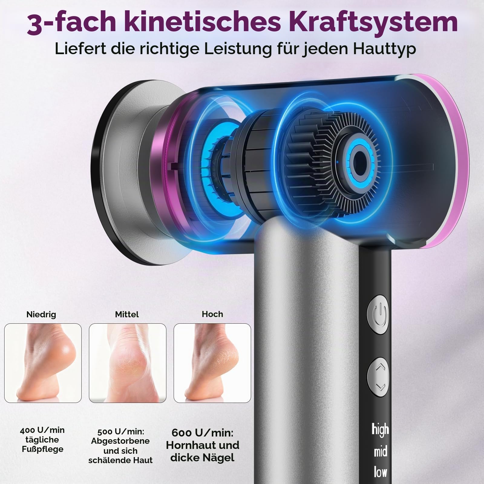 Elektrischer Hornhautentferner, Öl auftragen, Fußspa, elektrische Fußfeile, wiederverwendbarer Nano-Glaskopf, ergonomischer Hornhautentferner für Füße, wiederaufladbare Pediküre-Werkzeuge für Füße