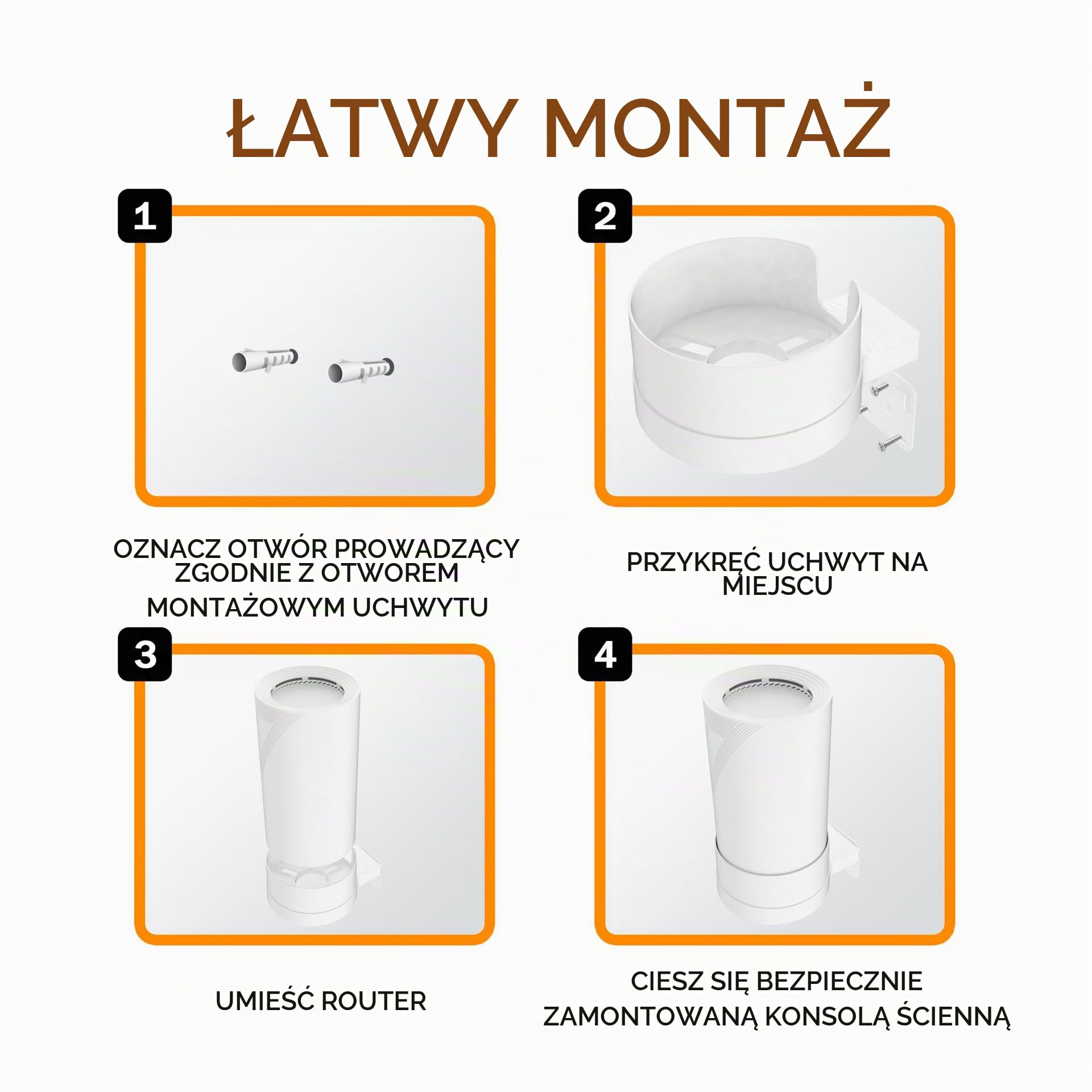 Stojak kompatybilny z TP Link Deco BE85/BE95 Mesh WiFi 7 System-Simple and Sturdy Wall Mount Stand Bracket TP Link Deco BE85/BE95 Bracket with Cable Management (biały, 3 sztuki)