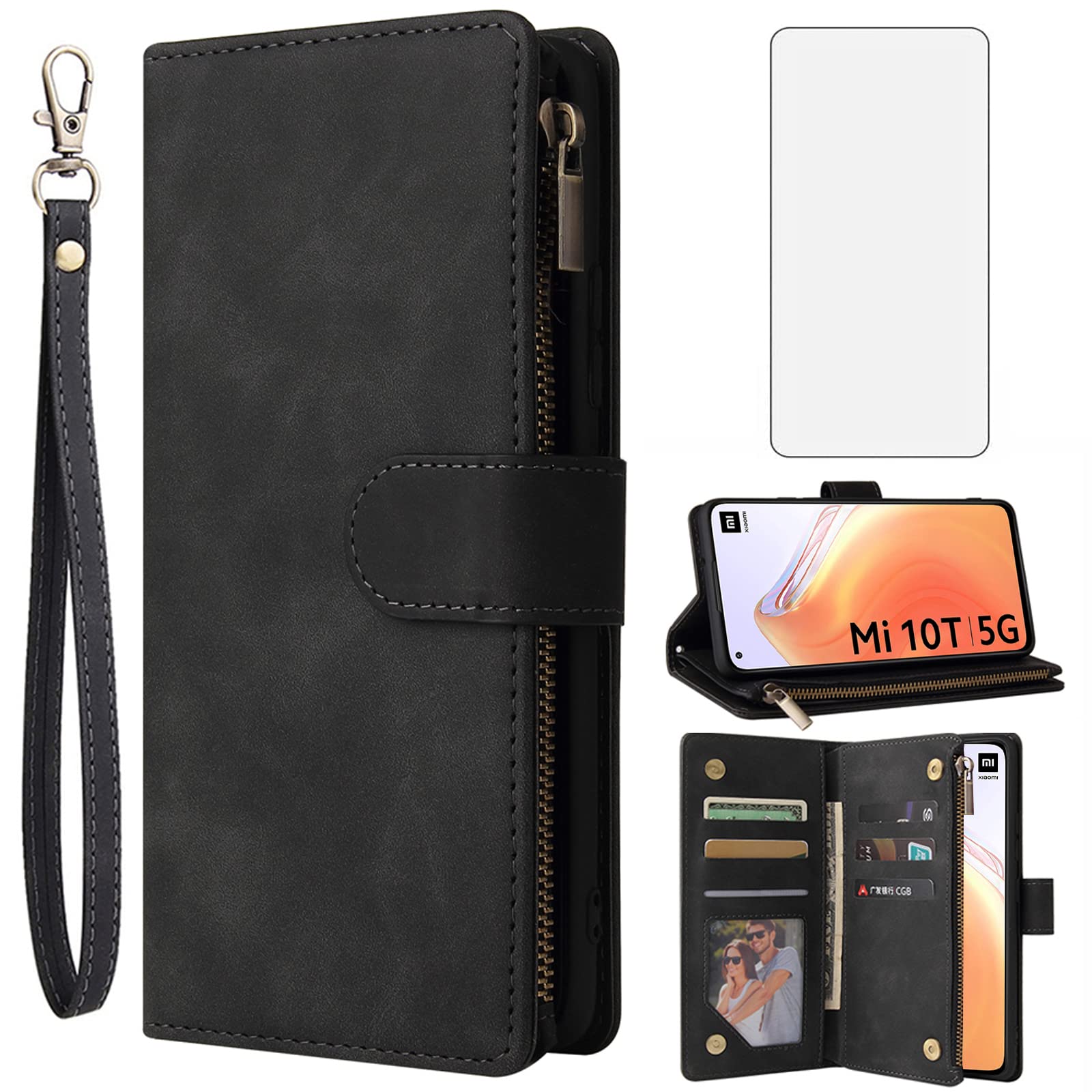 Asuwish Cover per Xiaomi Mi 10T Lite 5G con Pellicola Vetro Temperato Vetrino Magnetica Anello Supporto Resistente Protettiva Protezione TPU Silicone Mi10TLite 10i M2007J17G Custodia Case Blu