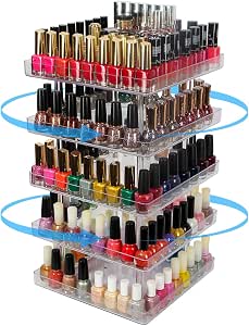 JACKCUBE DESIGN 5-Tier Clear Nail Polish Rotating Display Rack Organizer Stand