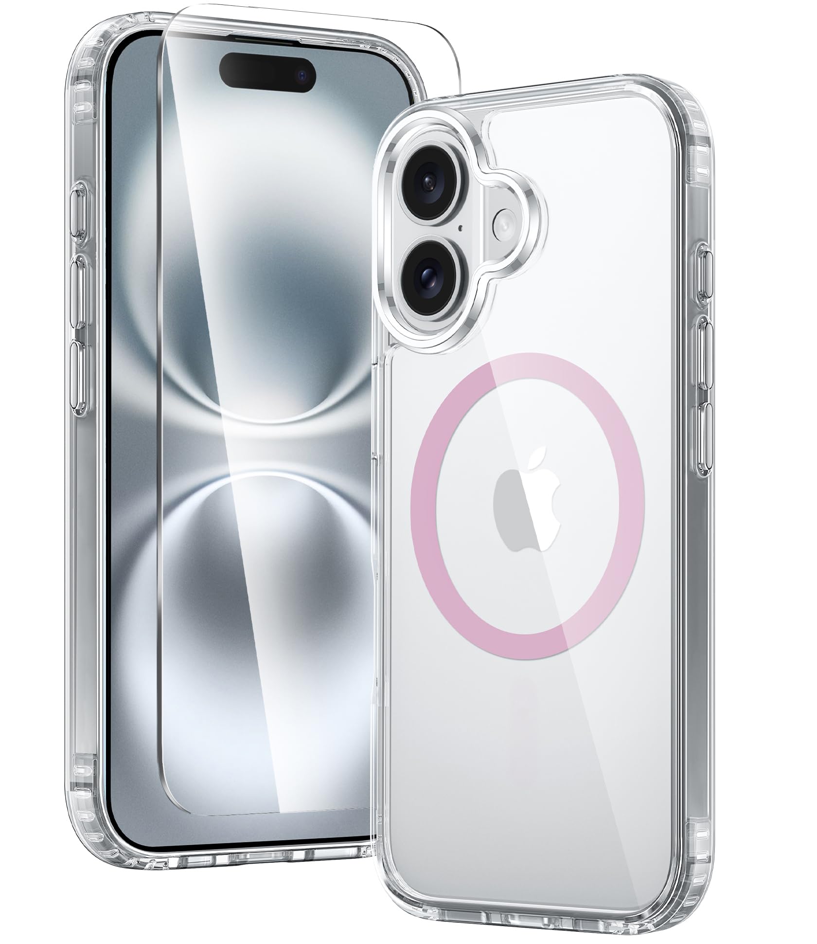 FNTCASE for iPhone 16 Plus Case Compatible with Magsafe Clear Phonecase | Screen Protector, Military Grade Drop Protection, Slim Magnetic Phone Cases, Shockproof Bumper, Transparent Cell Cover