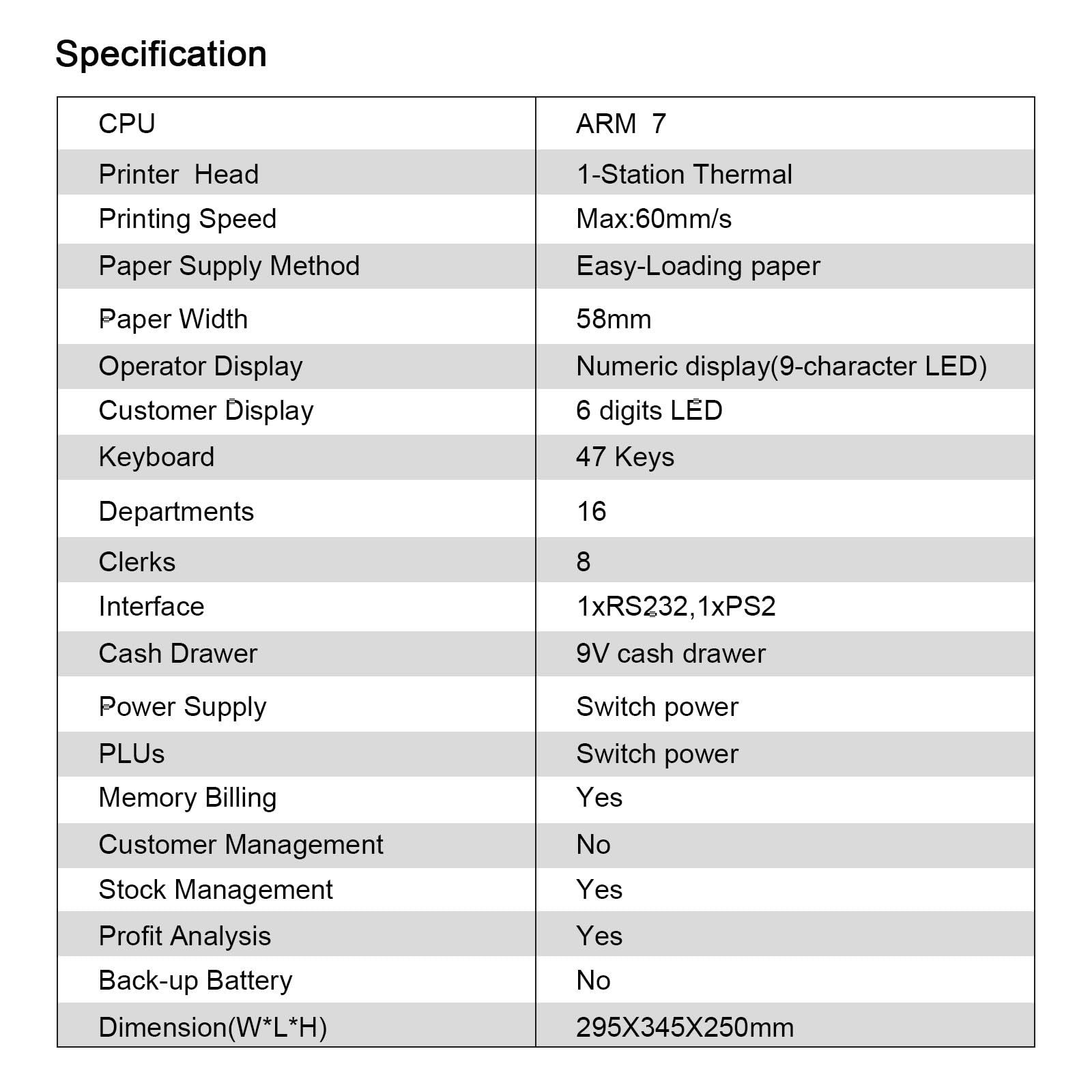 Caisse Enregistreuse Professionnelle, Système de gestion de trésorerie, caisse enregistreuse électronique, 47 claviers, imprimante thermique, caisse enregistreuse avec 4 factures, 5 pièces de monnaie,