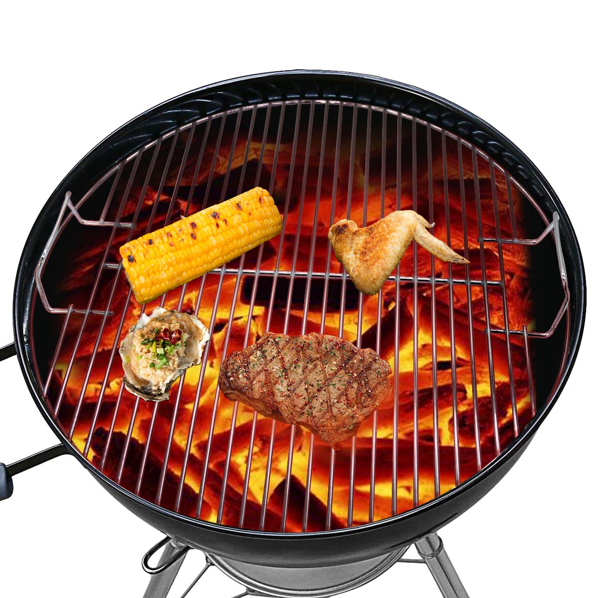 Grille Ronde Barbecue Diamètre 44.5cm pour Grilles à Charbon Weber 47cm, Barbecue Grill, Smokey Mountain Cooker Smoker, Bar-B-Kettle et One-Touch