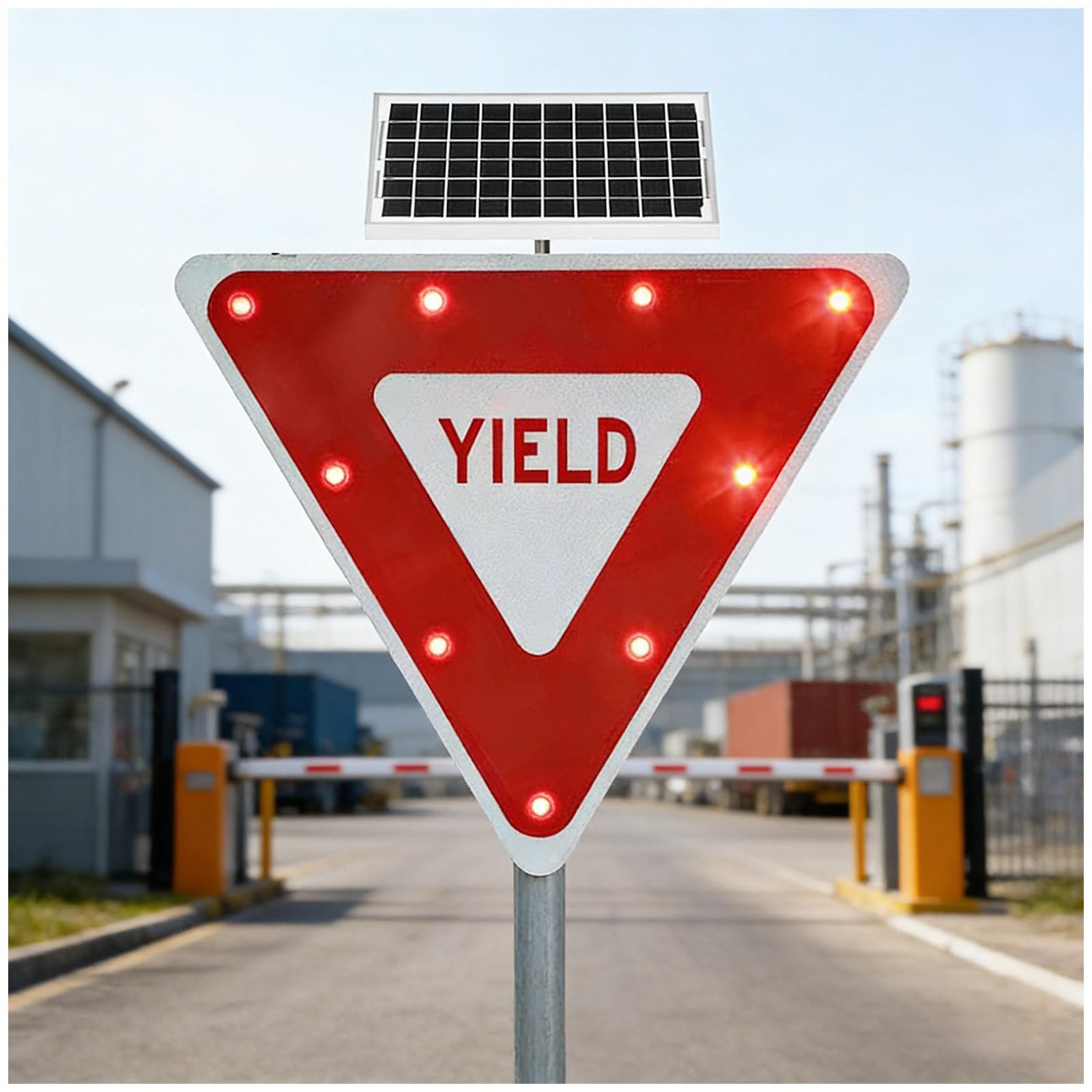Cielobloen Multicolor Solar Yield Sign – Reflective Aluminum Frame, Aluminum Reflective Traffic Warning Signs, Ip65, 9 Led Beads, 0.5 Mile Range, With Mounting Accessories, For Road Driveway Outdoor 24"