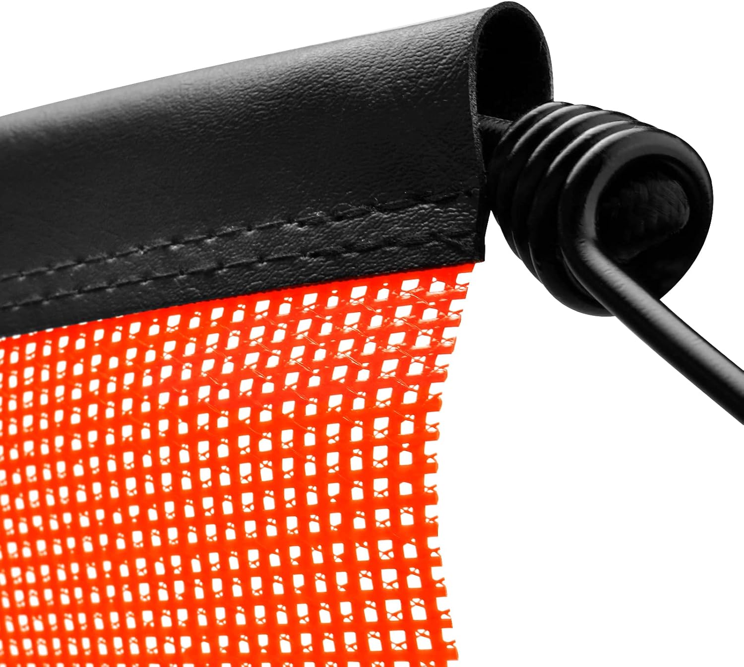 Safety Flag Set - 6 Bright Orange Mesh Warning Flags, 18 x 18 Inch, Heavy Duty, Oversize with Vinyl Welt, Bungee Cord, and EZ Hook for Trailer and Pilot Cars