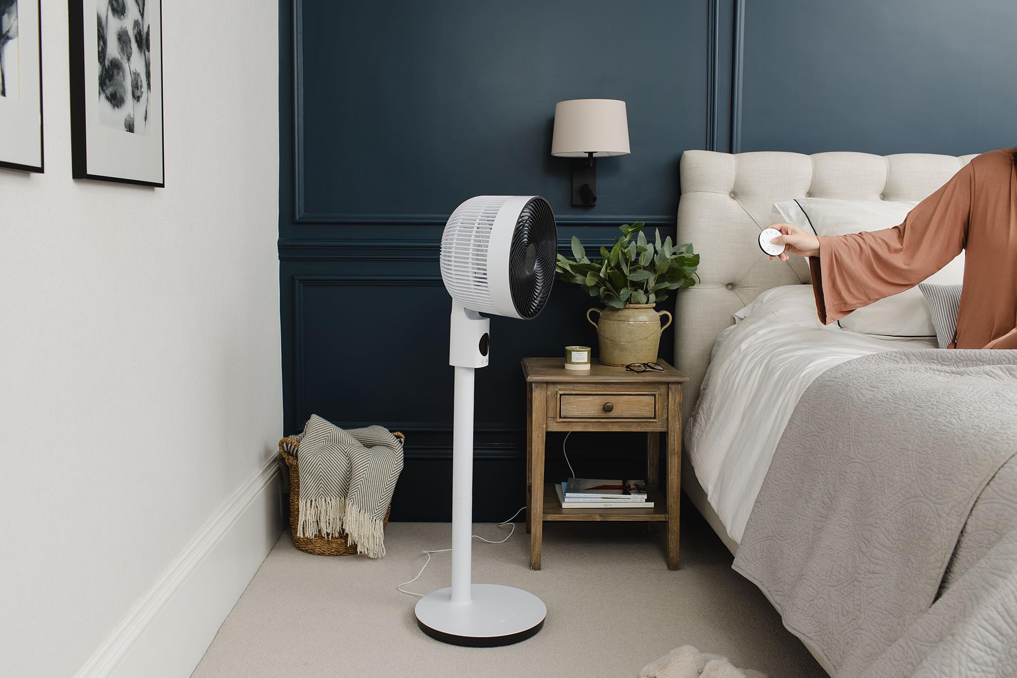 MeacoFan Sefte® - Ventilatore da terra regolabile in altezza con flusso d'aria potente, raffreddamento a telecomando ultra silenzioso, modalità notturna, timer di silenzio