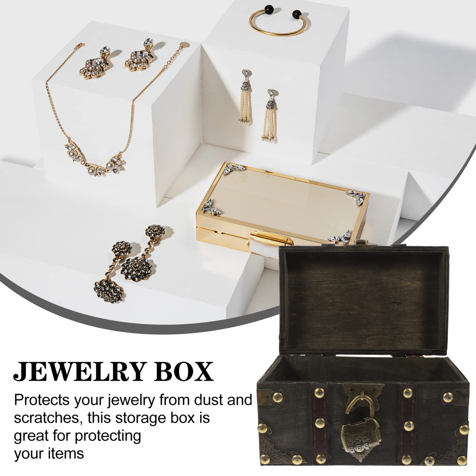DECHOUS Vintage Schmuckkästchen mit Schloss Elegante Aufbewahrungsbox für Ringe und Schmuck für Schmuckladen oder Zuhause