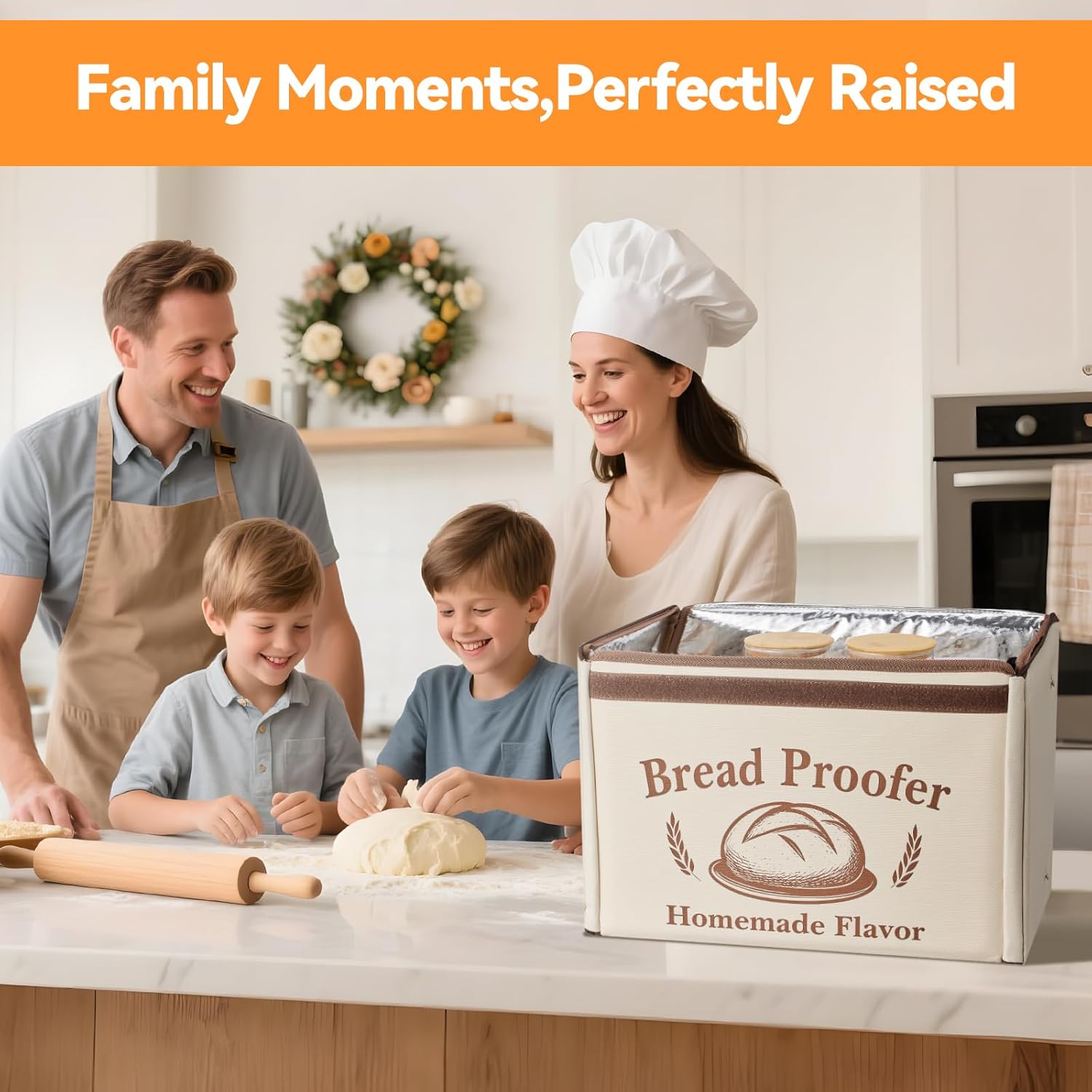 Proofing Box - Foldable Proofing Bread Box with 68-122°F Temp Control & 48H Timer, Bread Proofer for Sourdough, Pizza Dough, Yogurt, Kombucha, 5-Layer Fabric