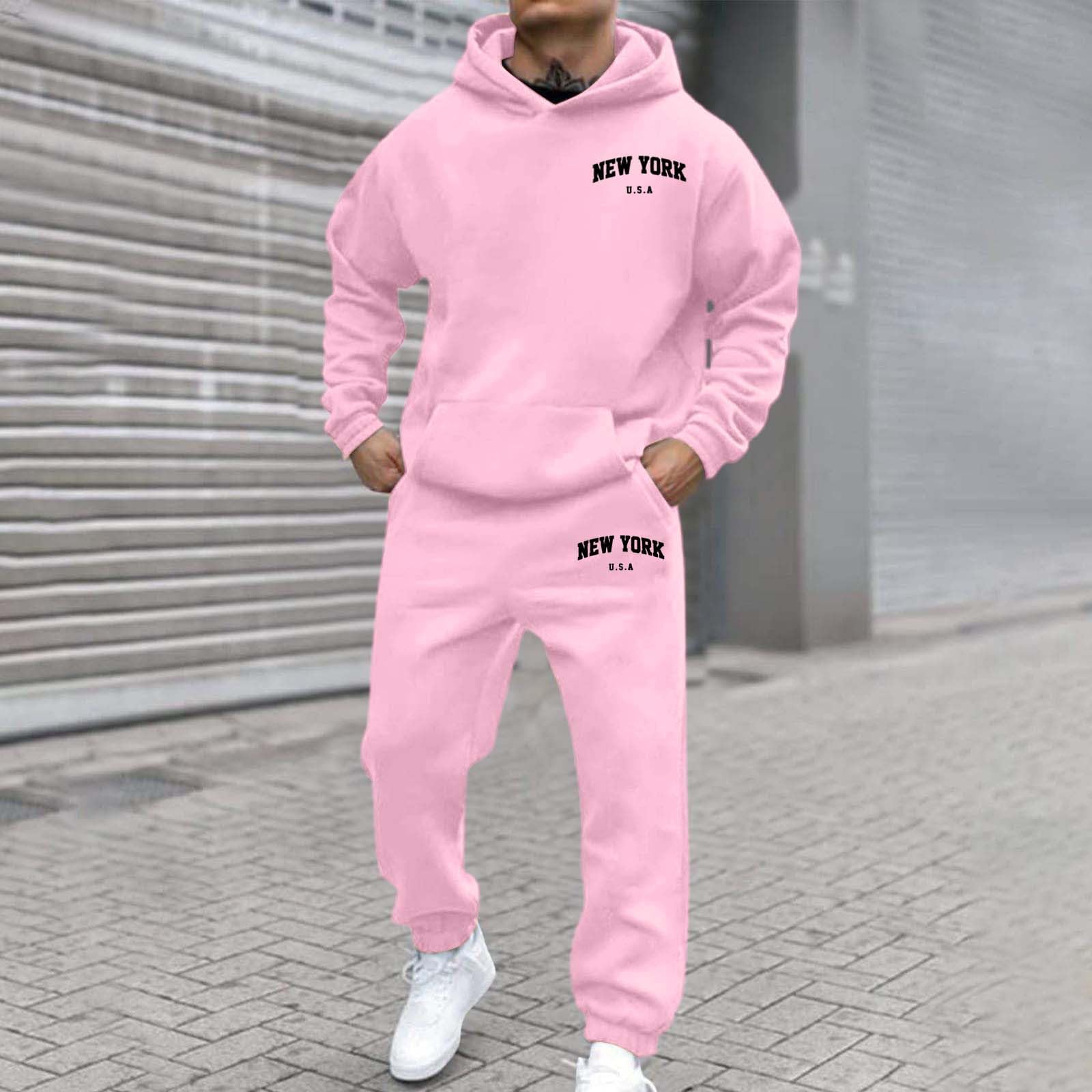 Tuta Uomo Completa Cotone Tute da Ginnastica, Completa Invernale Felpa con Cappuccio E Pantaloni con Vita Elastica Training Fitness Moda Completo Tennis Uomo Tute da Casa Jogging con Elastico in Vita