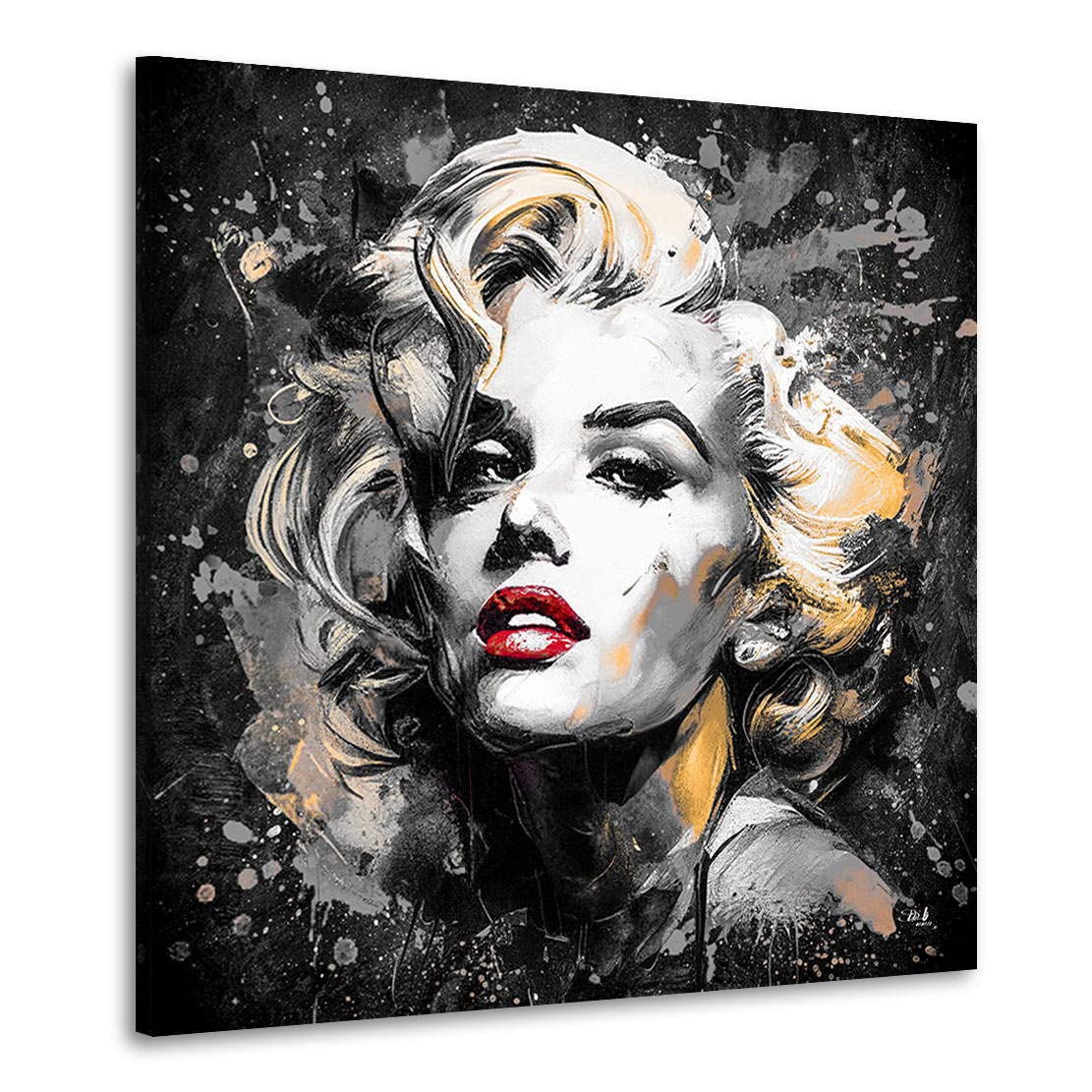 Kunstgestalten24 Leinwandbild Marilyn Monroe Abstrakt Black Art Wandbild Leinwand Wanddeko Wandekoration Deko Bilder Modern Art Bild Kunstwerk Canvas Hochwertiger Kunstdruck