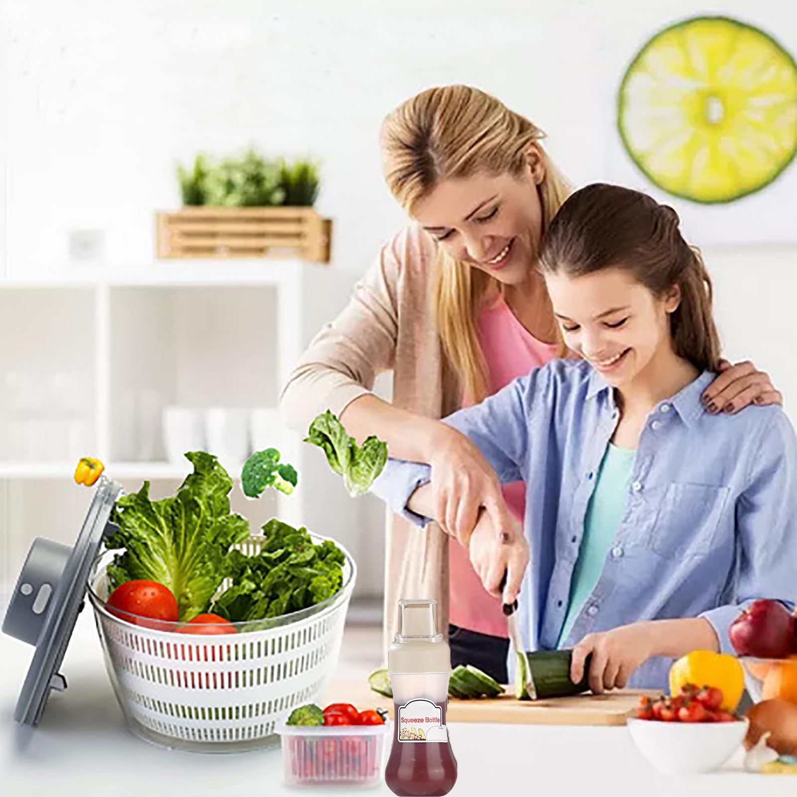Centrifuga Automatica per Insalata, senza fili Asciuga Insalata Centrifuga, Grande Capacità 4000 ml Rotatore per Drenare Rapidamente USB Frullatore Elettrico Lava Insalata per Frutta e Verdura